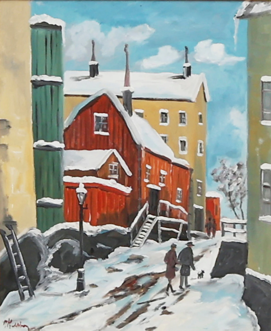 MAX HELLBERG. Oljemålning, Vintermotiv, Stockholm, signerad, duk.