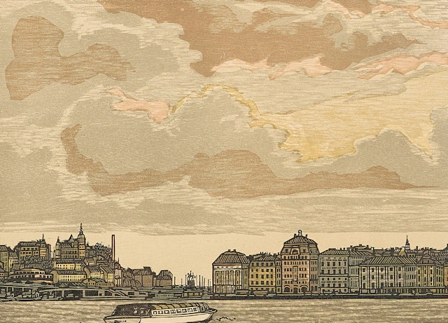 SVENOLOV EHRÉN. TRÄSNITT Stockholm, signerad 120/360, 1974.