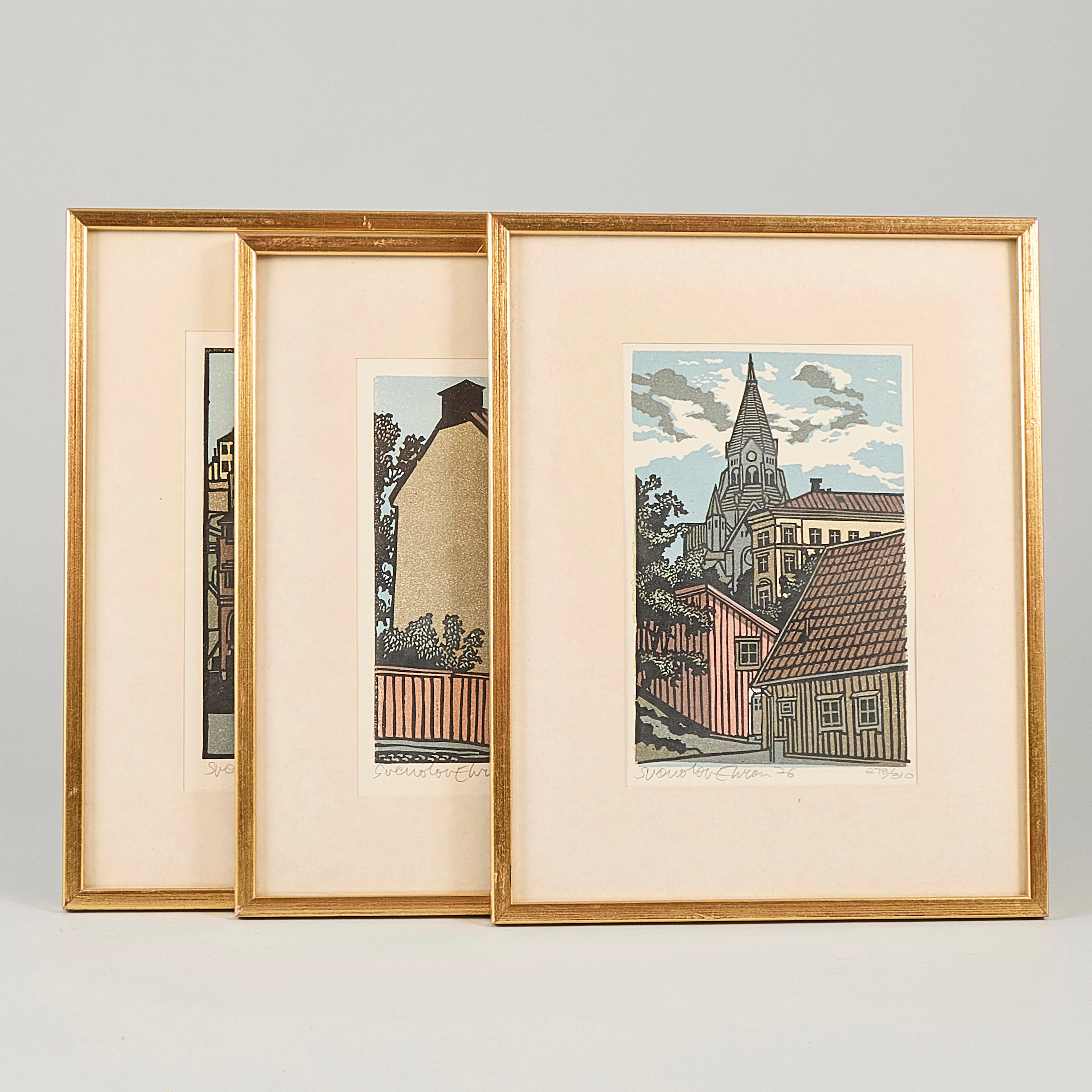 SVEN-OLOV EHRÉN. Träsnitt, 3 st, signerade, numrerade 278/310, St