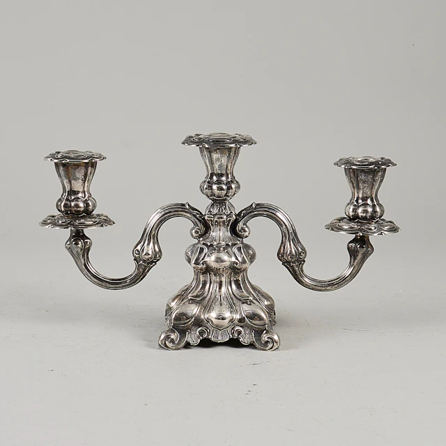 LJUSSTAKE, Silver, Importstämplar, vikt 690g brutto, fylld fot.