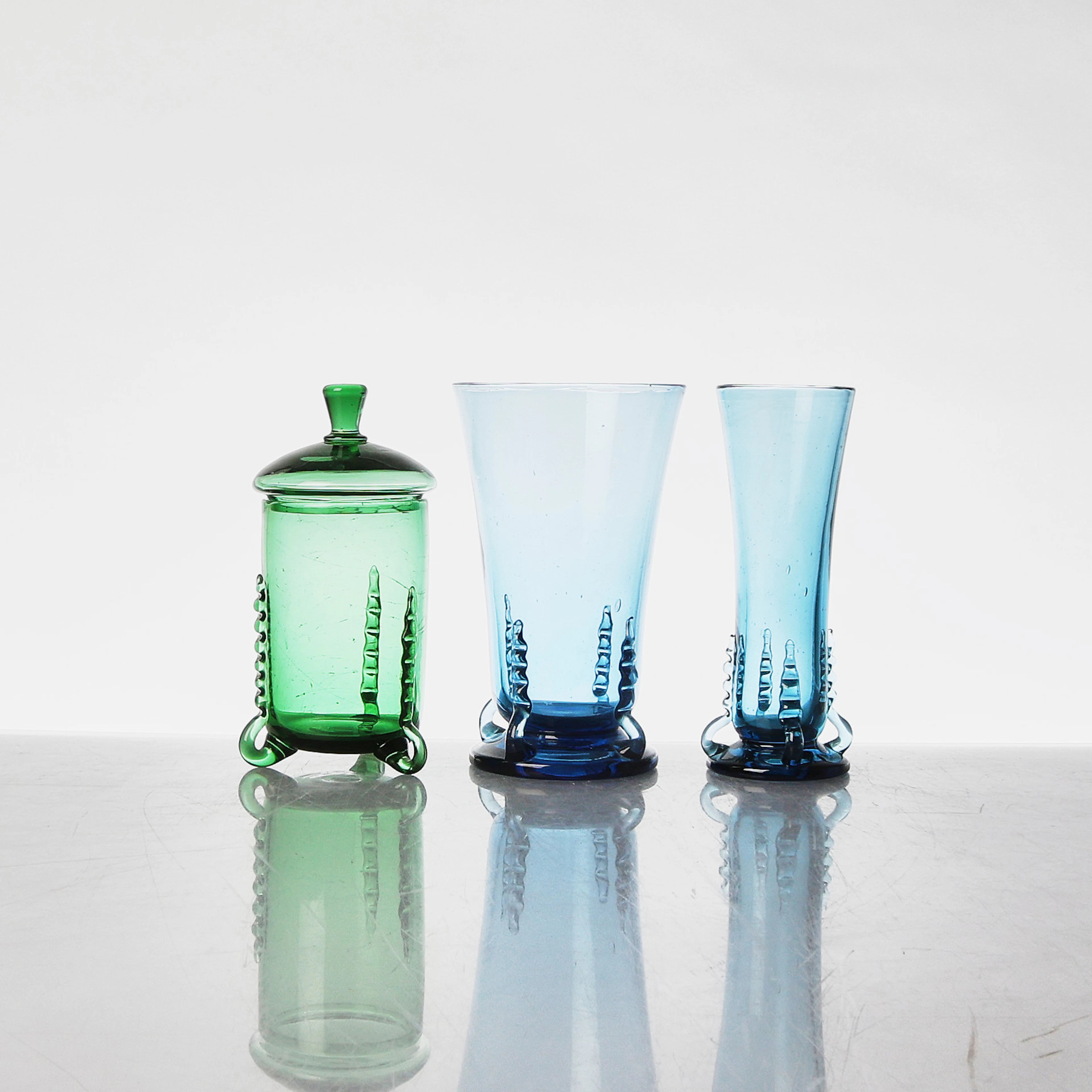 EDVIN OLLERS. Vaser + pokalglas, 3 del.