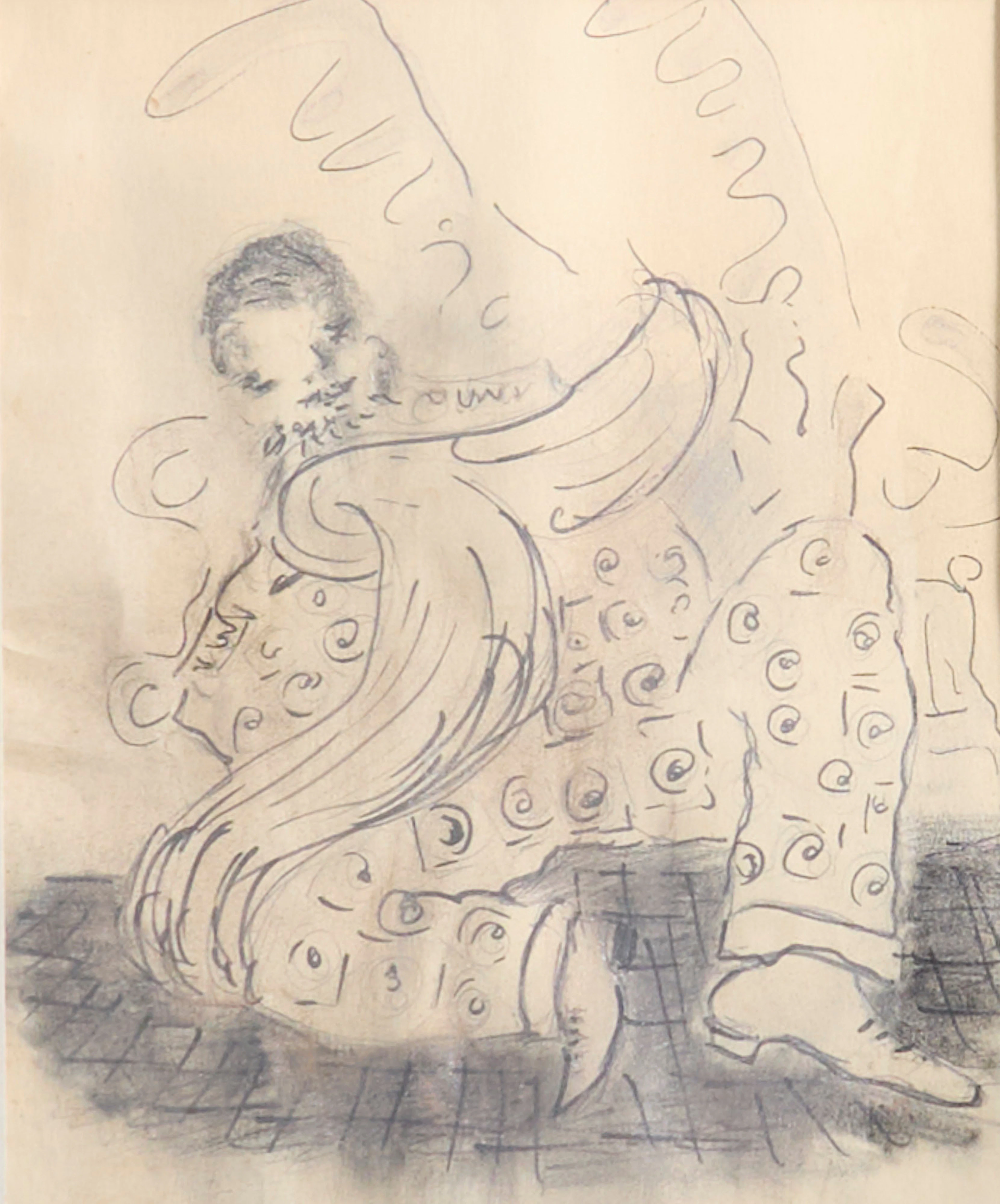 CURT KÄLLMAN. Blyertsteckning, Figur, Signerad, Daterad 1967.