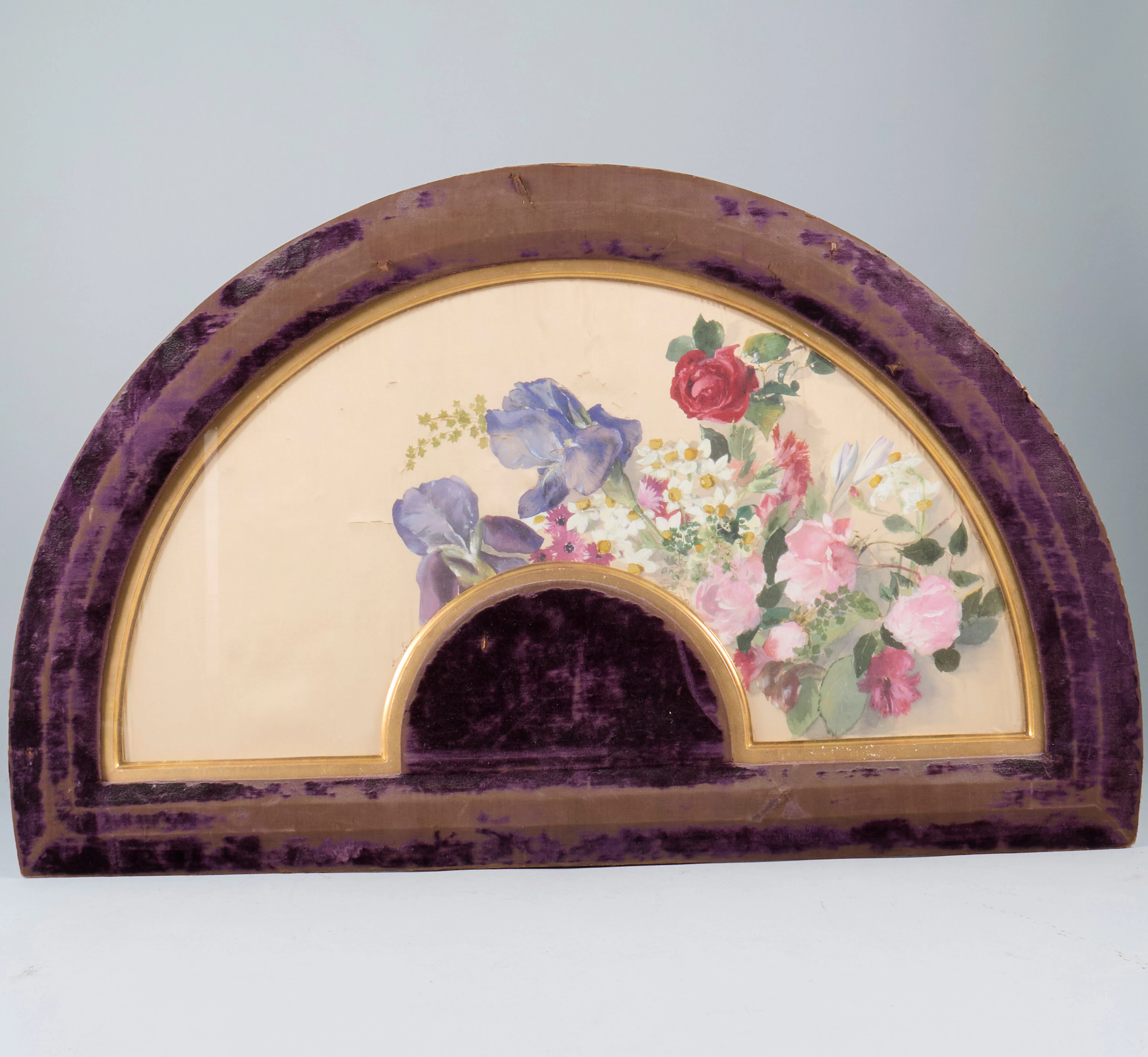 ANNA PALM DE ROSA. Dörröverstycke, Akvarell på siden, signerad, blommotiv.