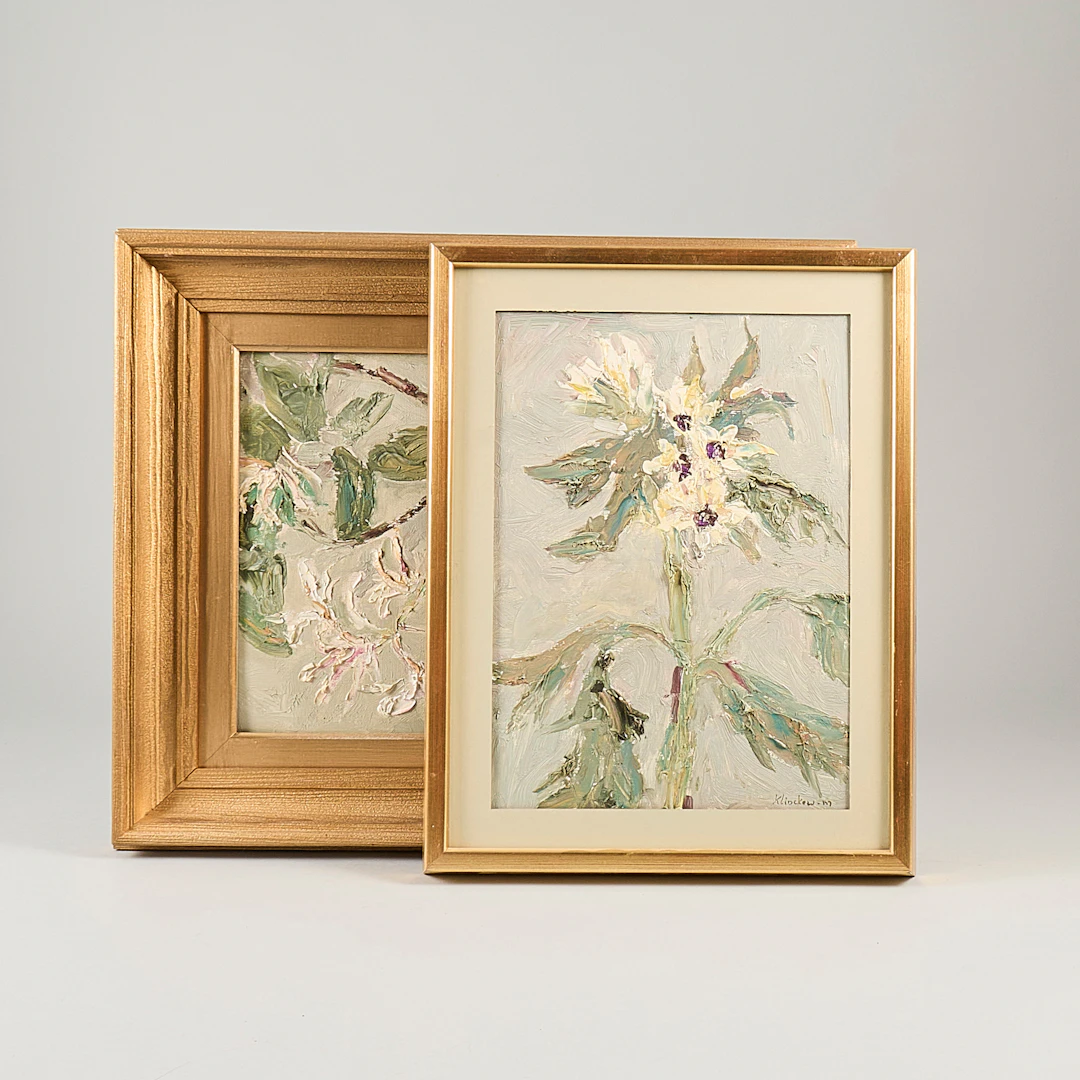 HARALD KLINKOWSTRÖM. oljemålningar, 2 st, Signerade, pannå, Blommor.