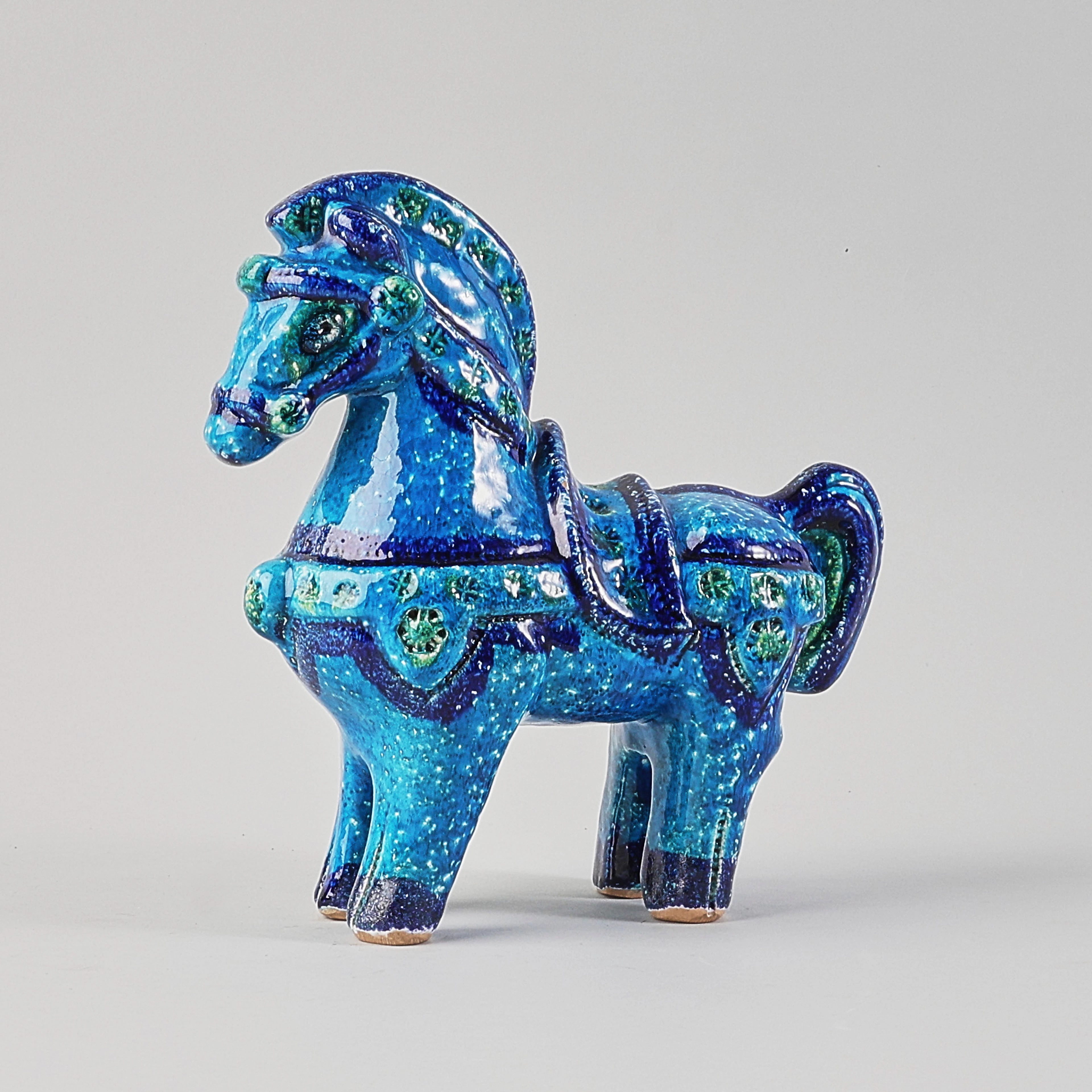 ALDO LONDI. Skulptur, "Rimini Blu" häst, Bitossi, Italien.
