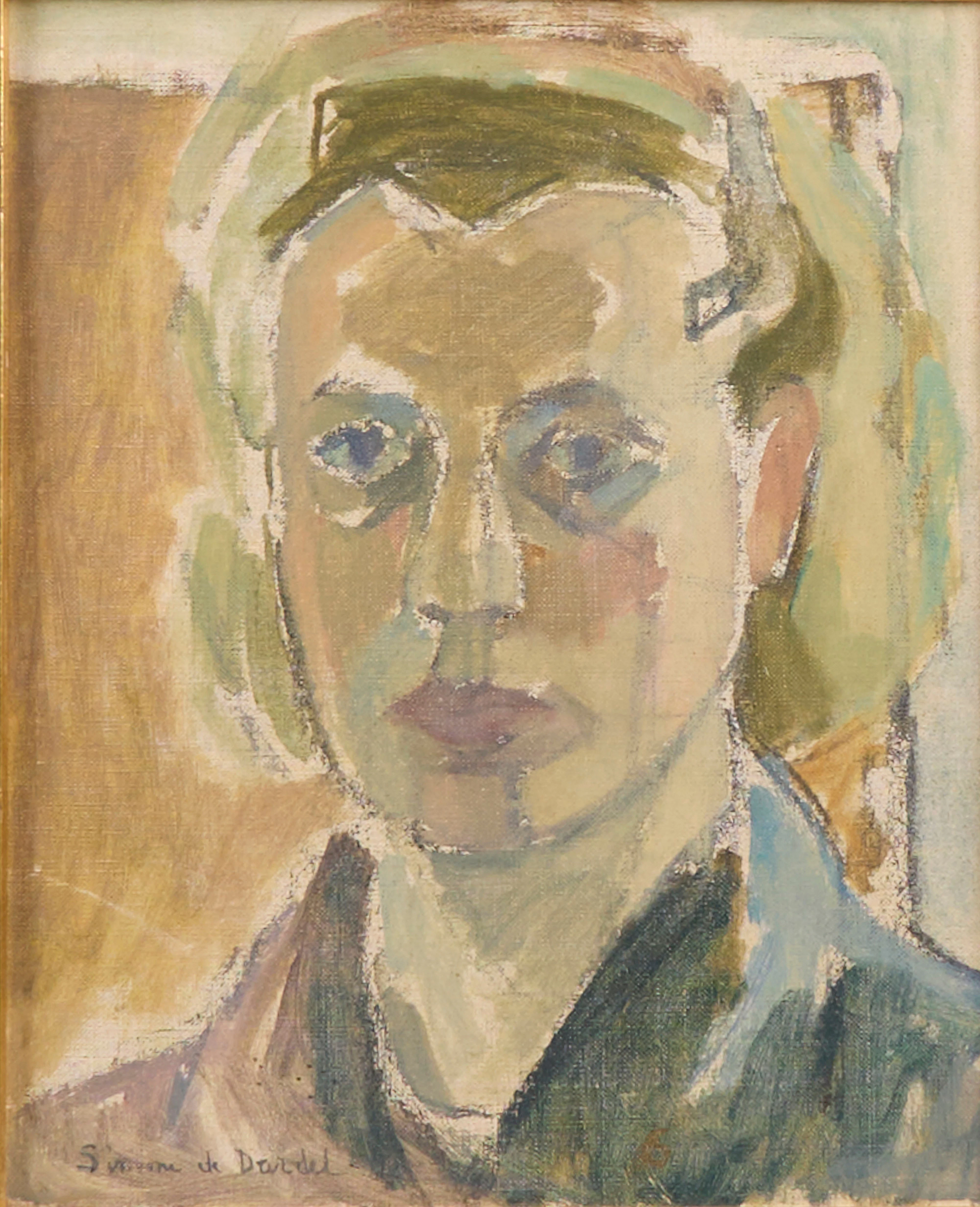 SIMONA DE DARDEL. Oljemålning, signerad, porträtt, duk.