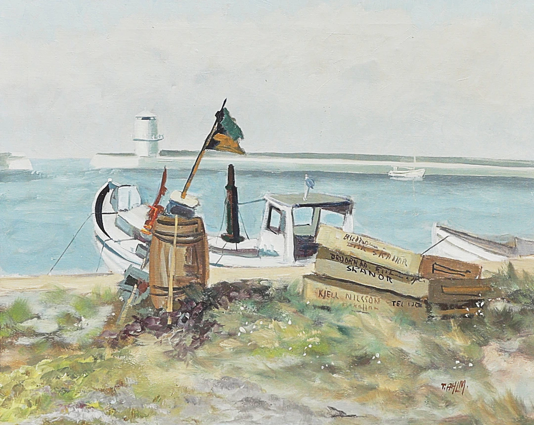 TAGE RUDOLF AHLM. Oljemålning, signerad, Skanör, duk.
