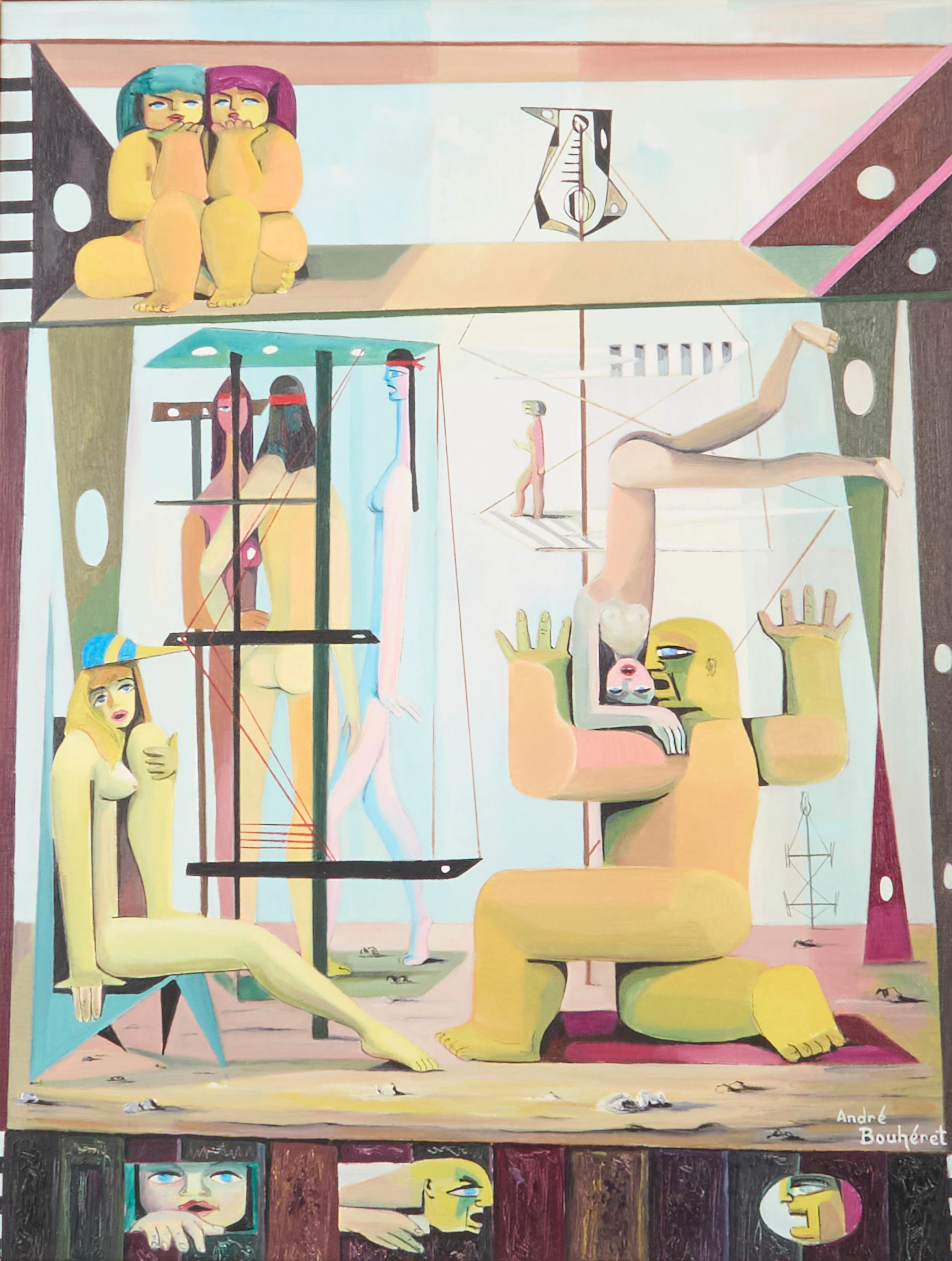 ANDRÉ BOUHÉRET. Oljemålning, signerad, "Amsterdam Schow", 1971.