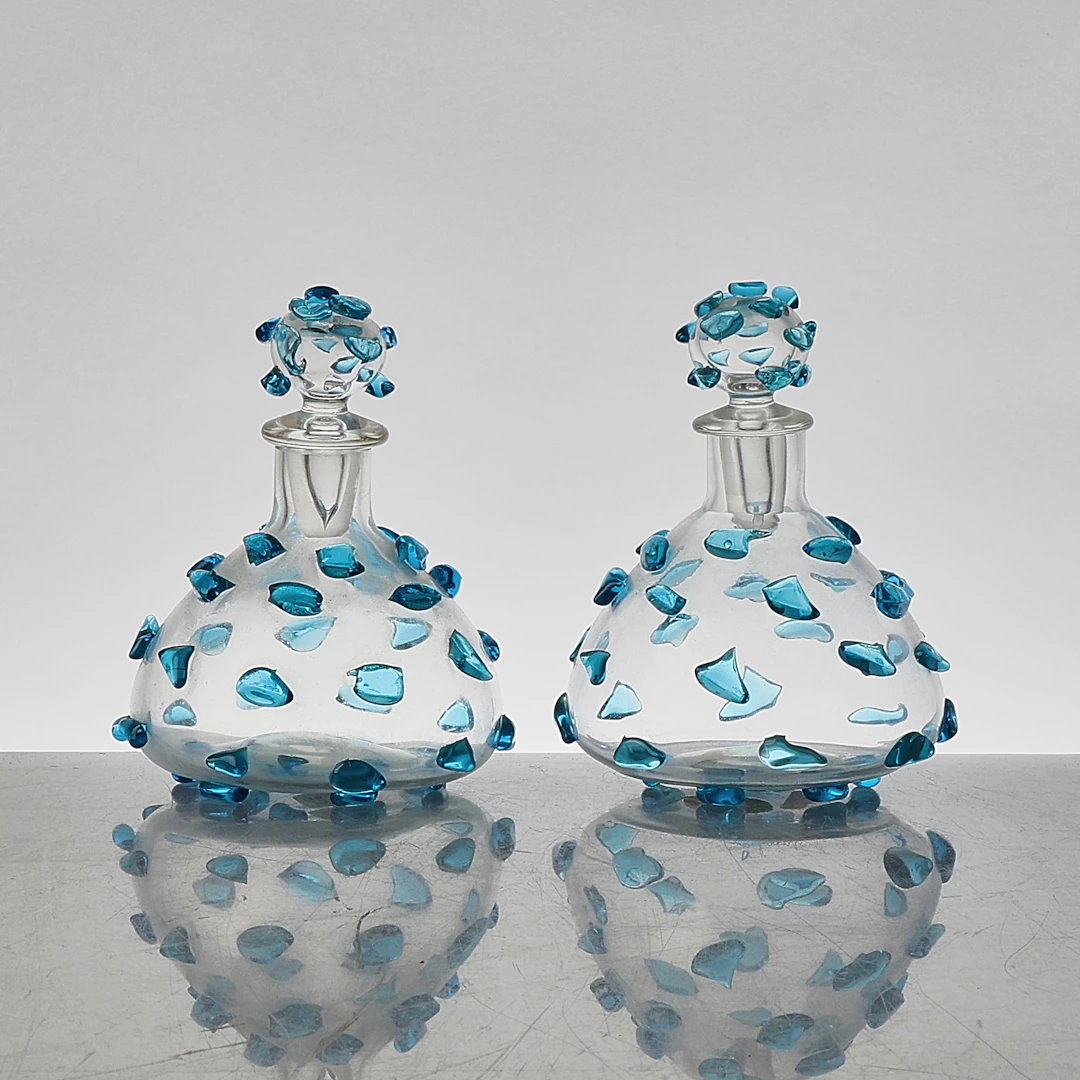 FLAKONGER 1 PAR, Salviati, Murano, Glas.