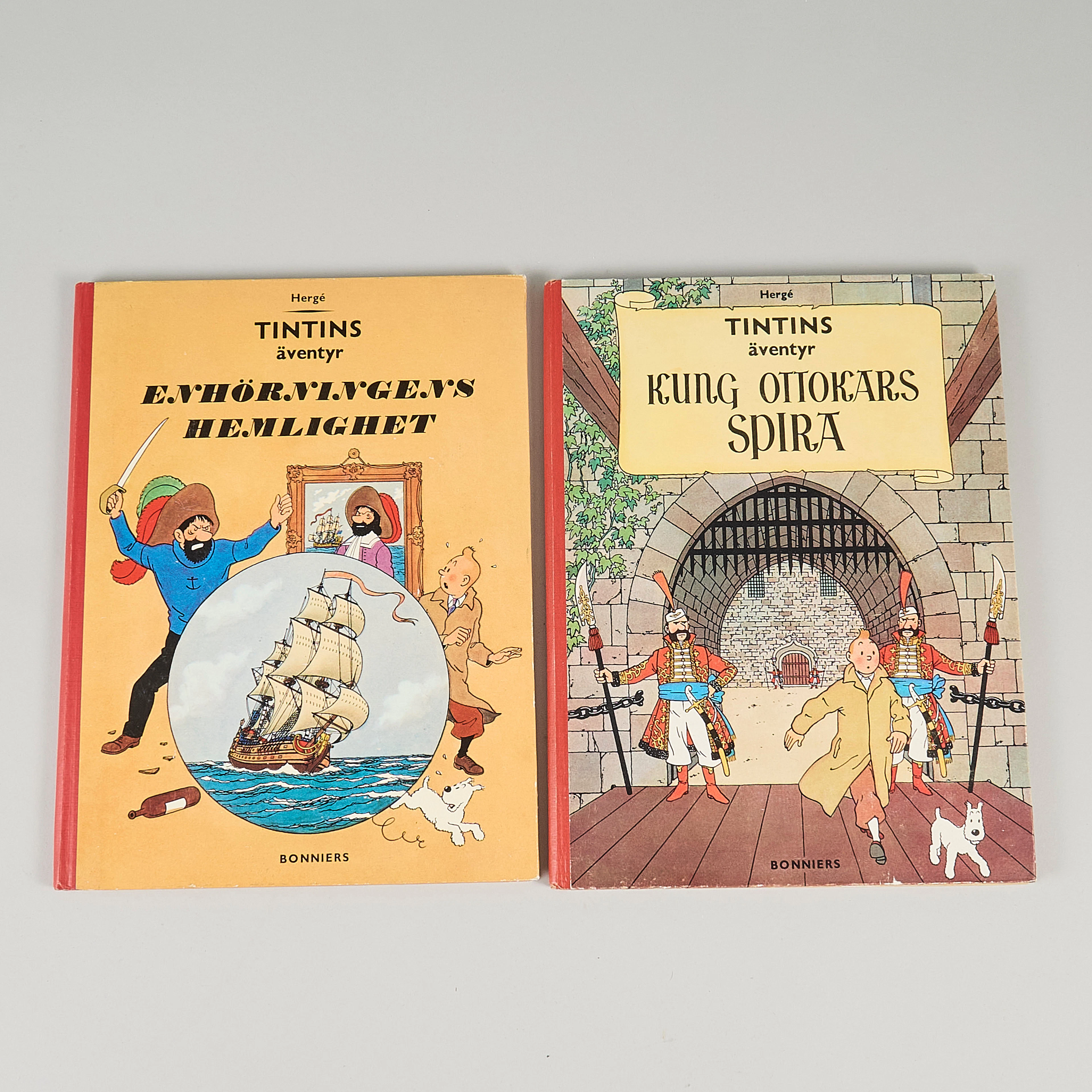 SERIEALBUM, 2 st, Tintins Äventyr, Hergé.