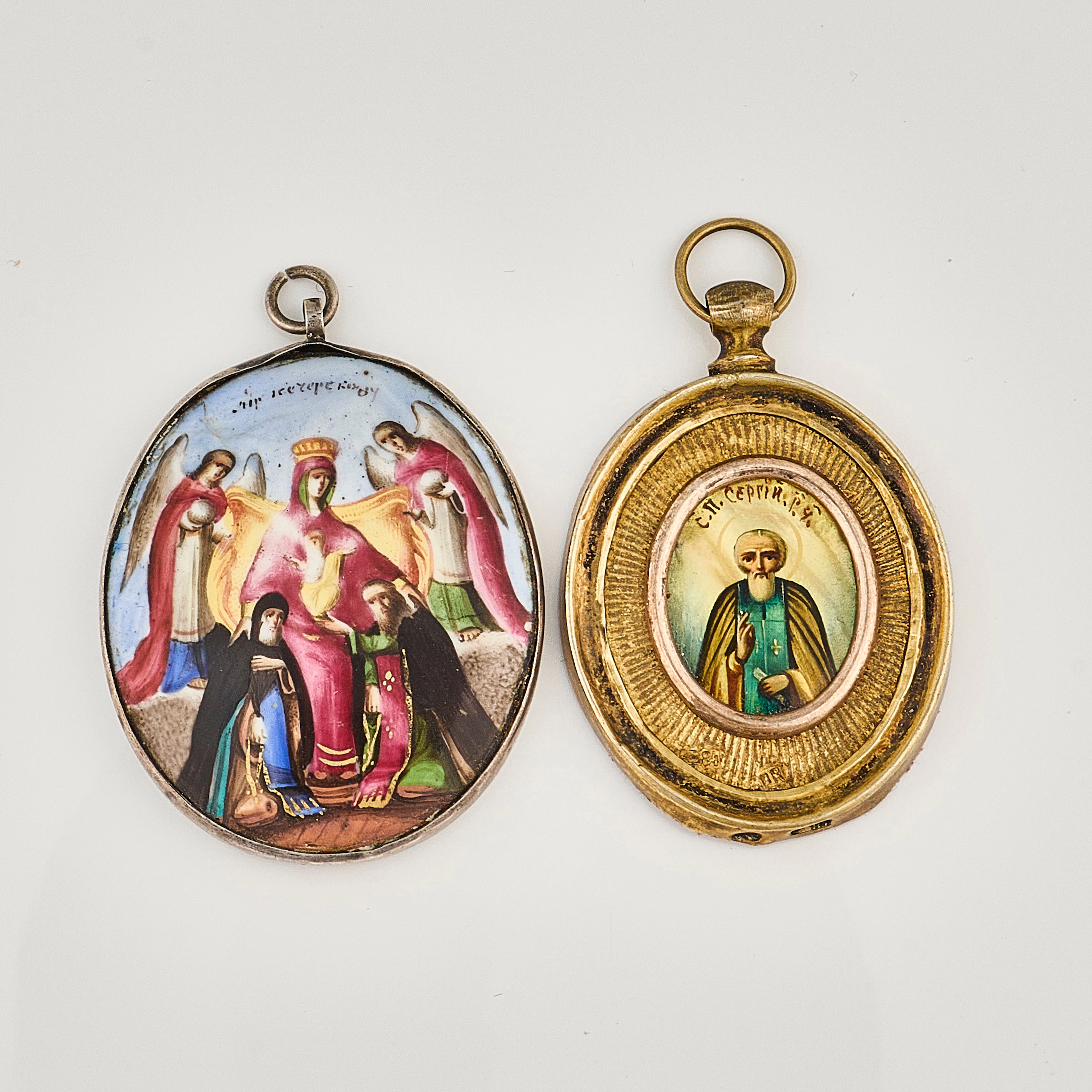IKONER, Miniatyrer, 2 st Ryssland 1 st med silverstämplar.