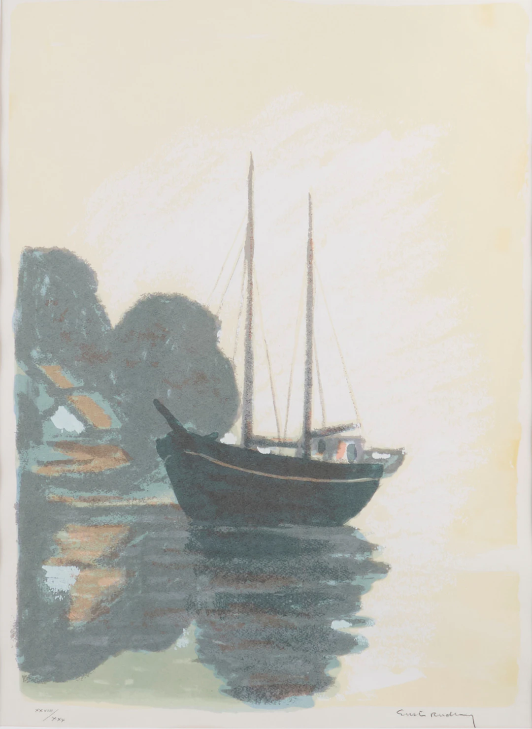 GUSTAV RUDBERG. Färglitografi, signerad, 28/30.