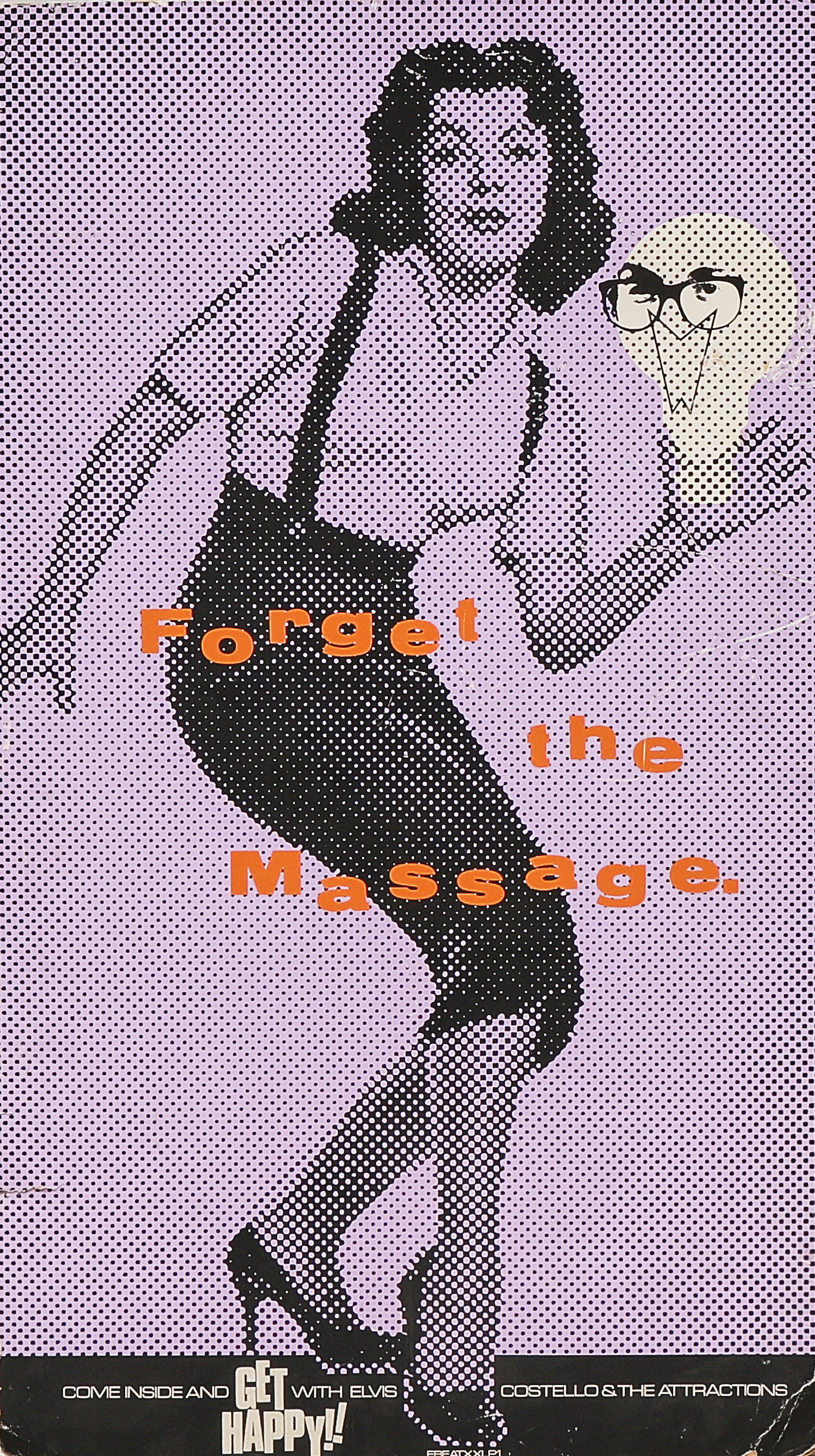 AFFISCH, papp, "Forget the massage", Elvis Costello.