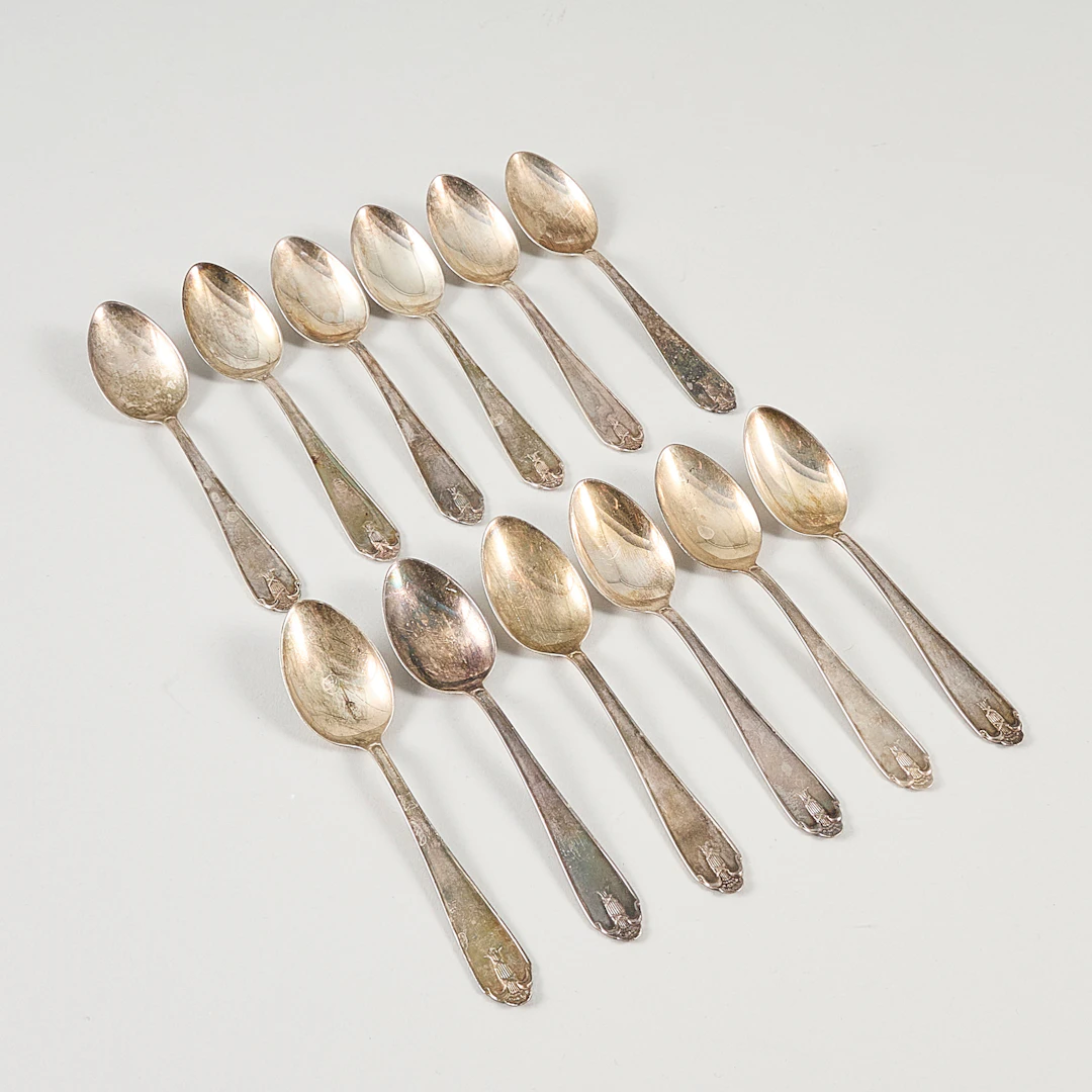 KAFFESKEDAR 12 stycken ”Vasa” silver, vikt, 155 gr ca.