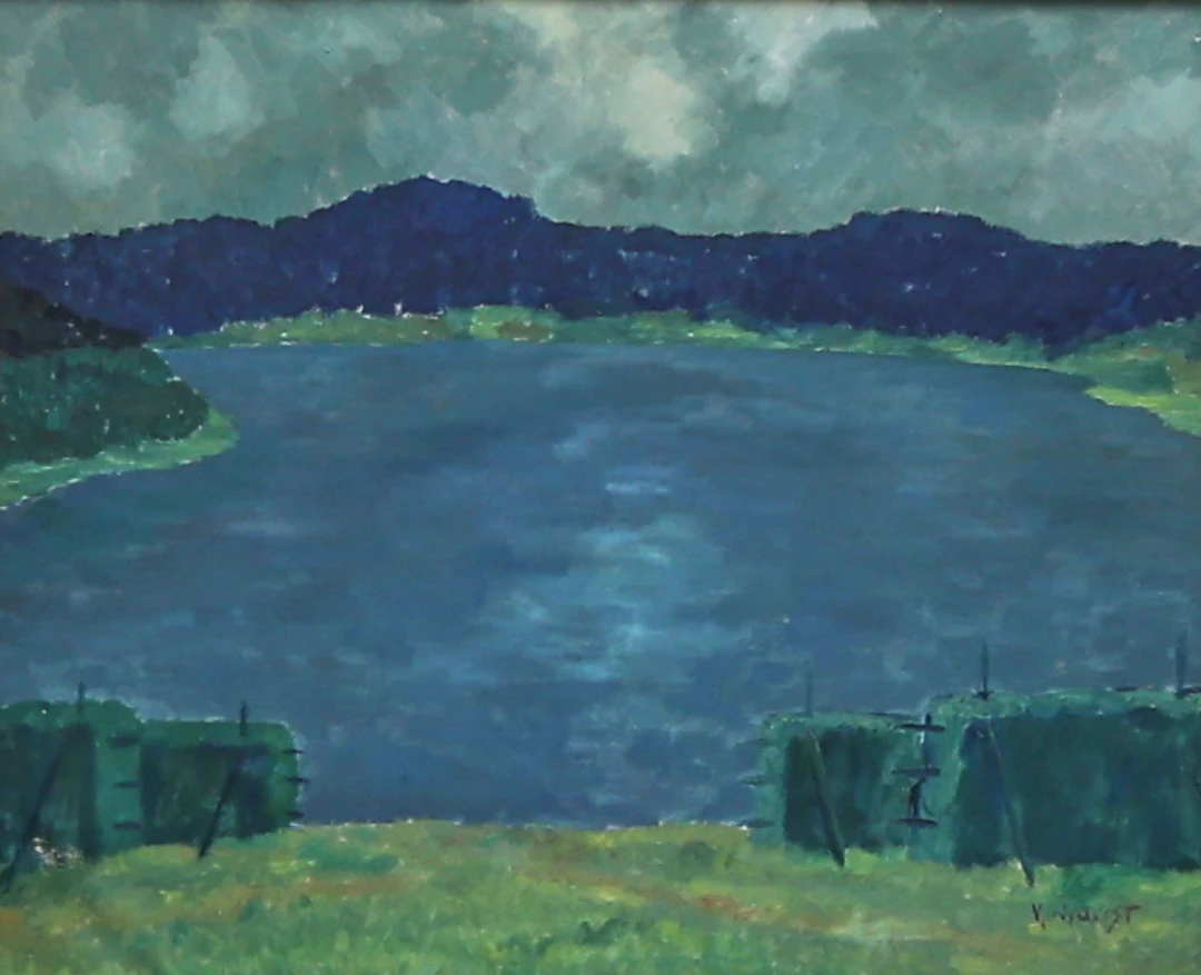 VÄINÖ NYQVIST. Oljemålning, "Tavelsjön i Åskväder", Signerad, duk.