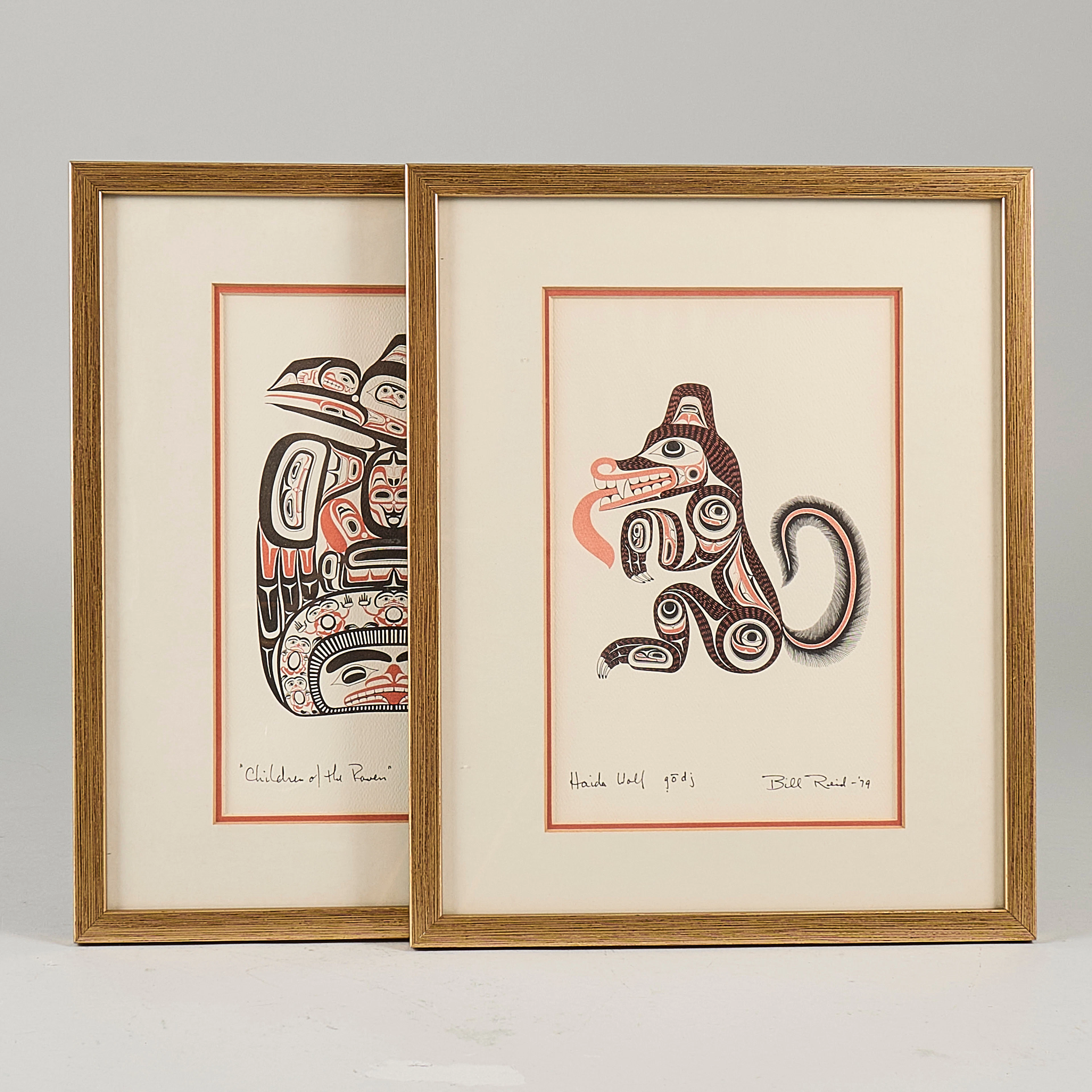 BILL RIED. SCREENPRINT 2 ST, Signerade, "Haida Wolf" "Children of the Raven".
