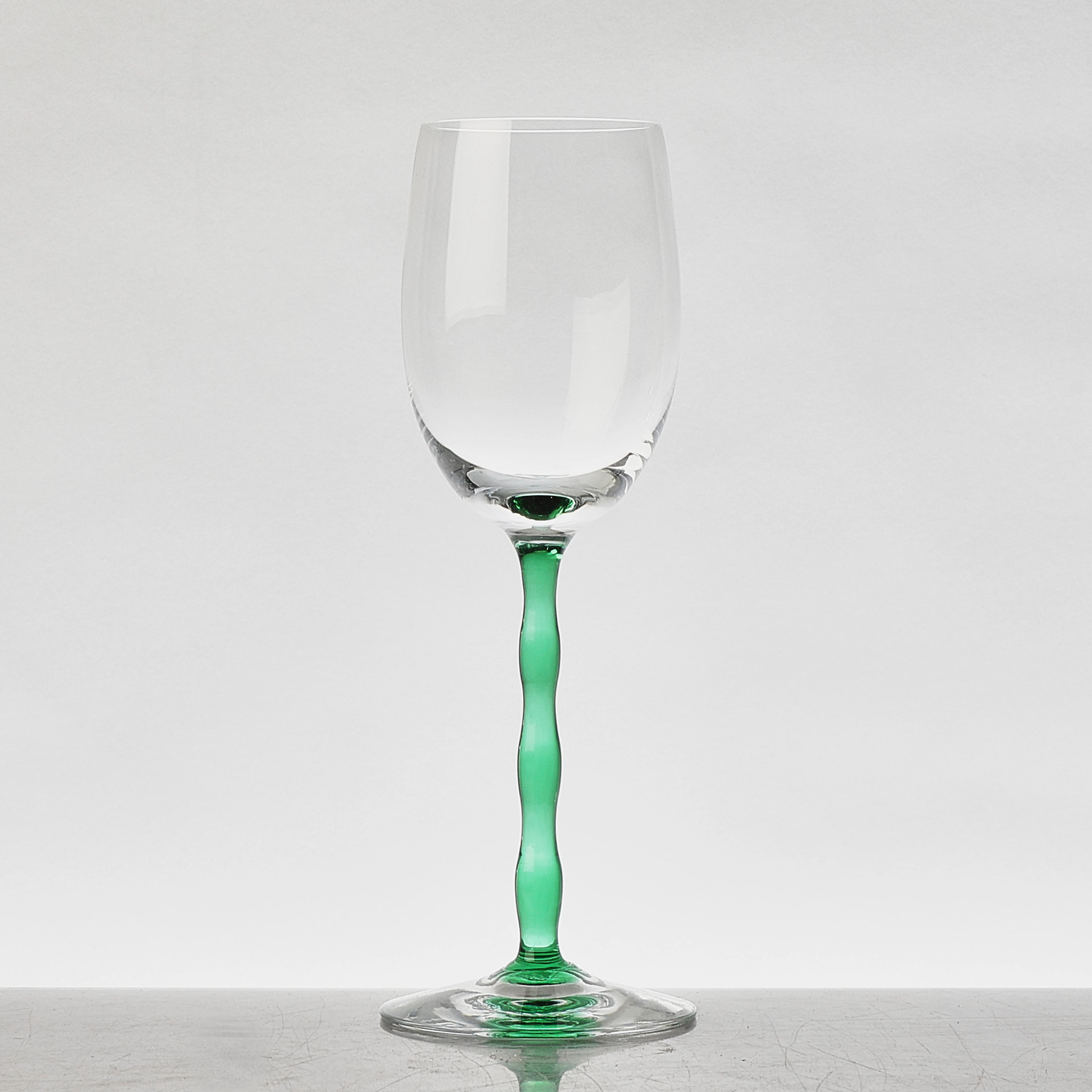 GUNNAR CYRÉN. Vitvinsglas, 6 st, Orrefors, Nobel.