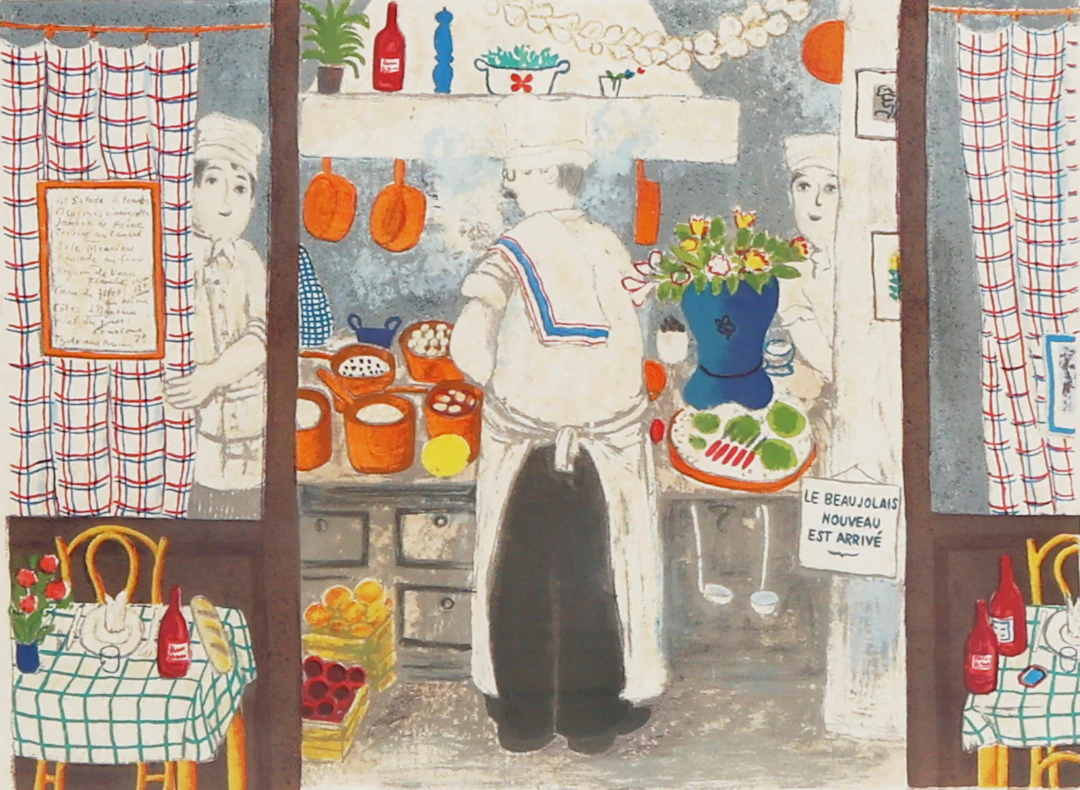 LENNART JIRLOW. Färglitografi, Signerad, numrerad, 23/50, Köket.