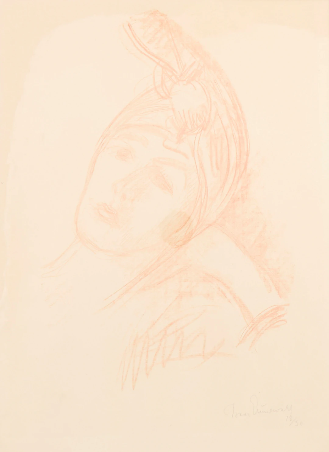 ISAAC GRÜNEWALD. Litografi, Kvinna i turban, Signerad, numrerad 18/30.