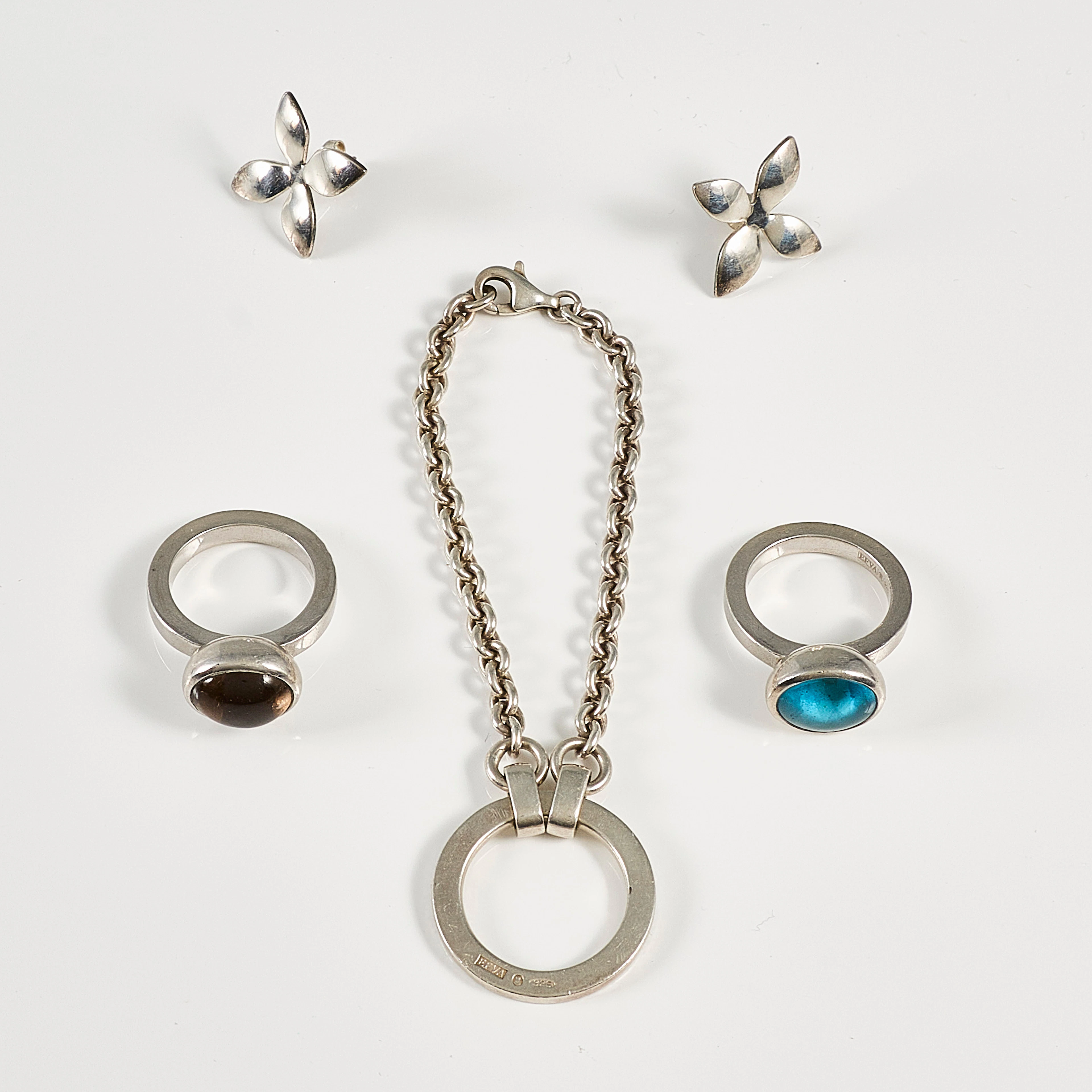 EFVA ATTLING. Ringar, armband, örhängen, 4 delar, sterlingsilver.