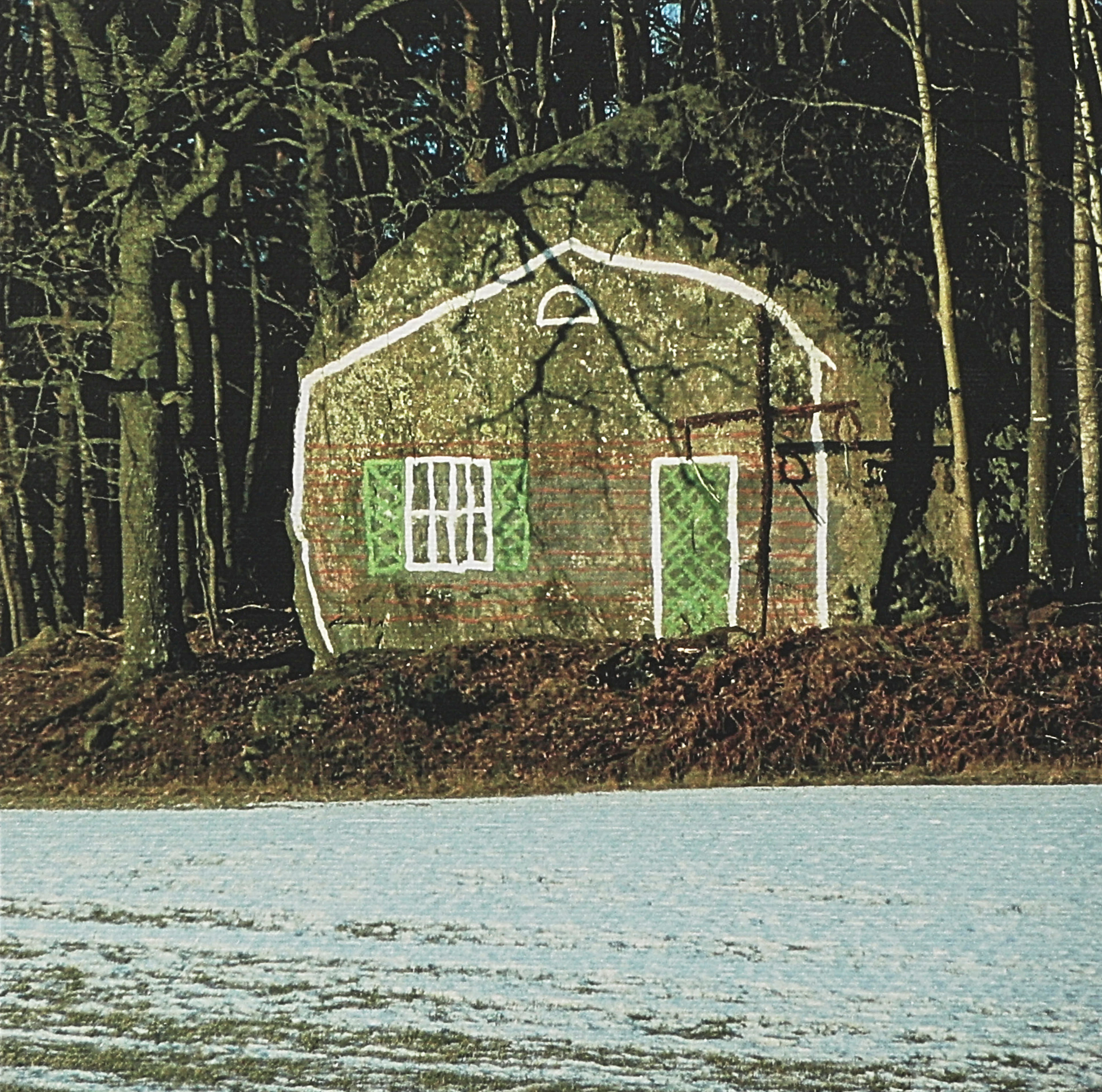 KERTIN ÅKESDOTTER. blandteknik, "Huset", signerad, duk, oramad.