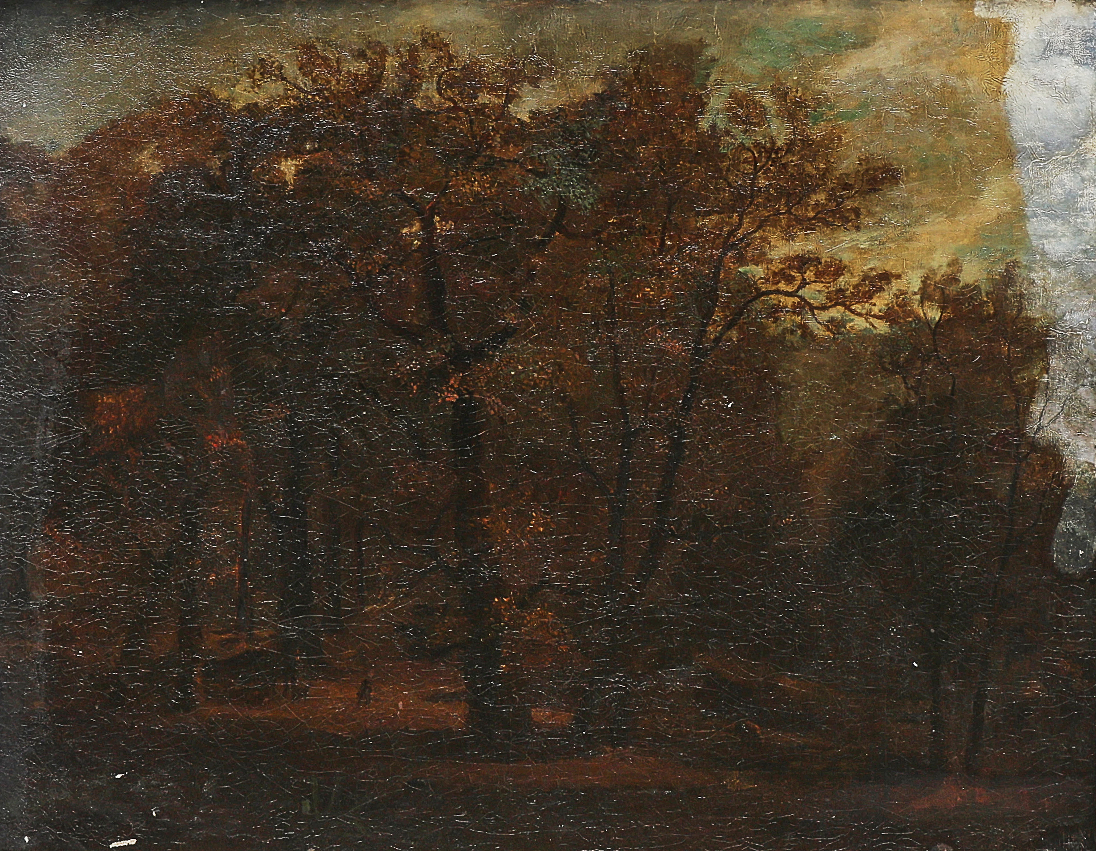 C F FAHLCRANTZ. TILLSKRIVEN. Oljemålning, Landskap med figurer.
