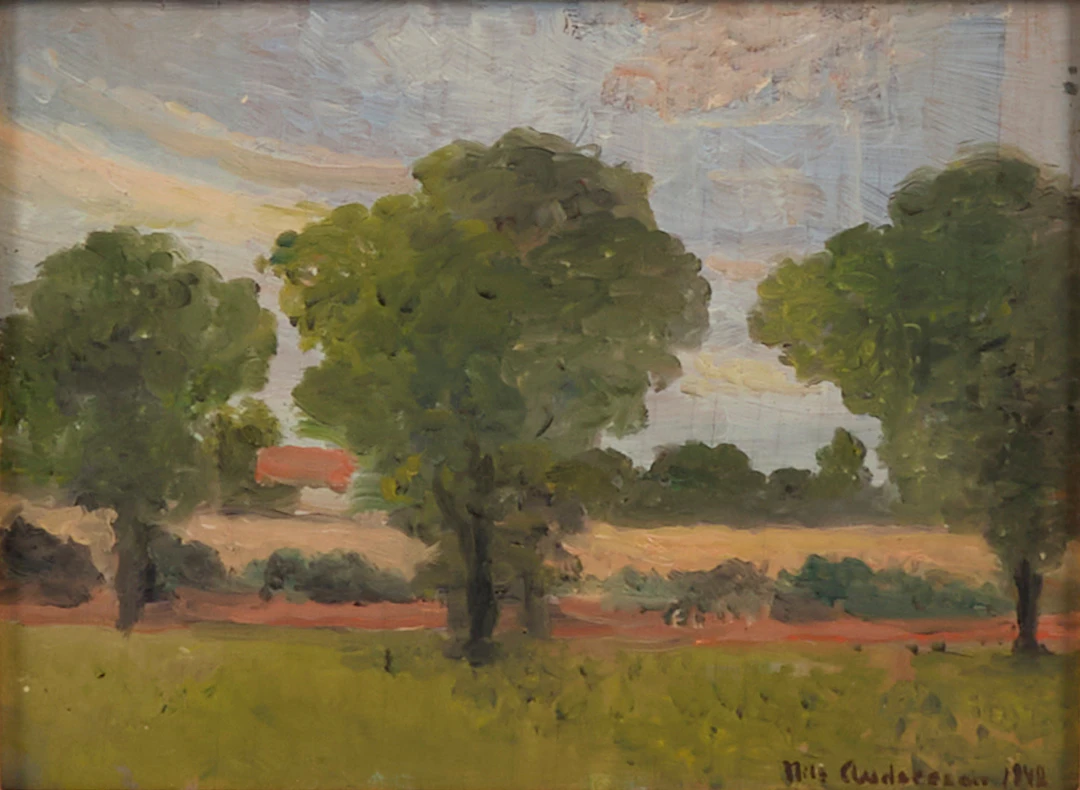 ILS ANDERSSON. Oljemålning, signerad, 1942, landskap.