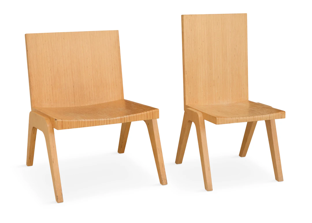 Two Christopher Maier Laminated Side Chairs