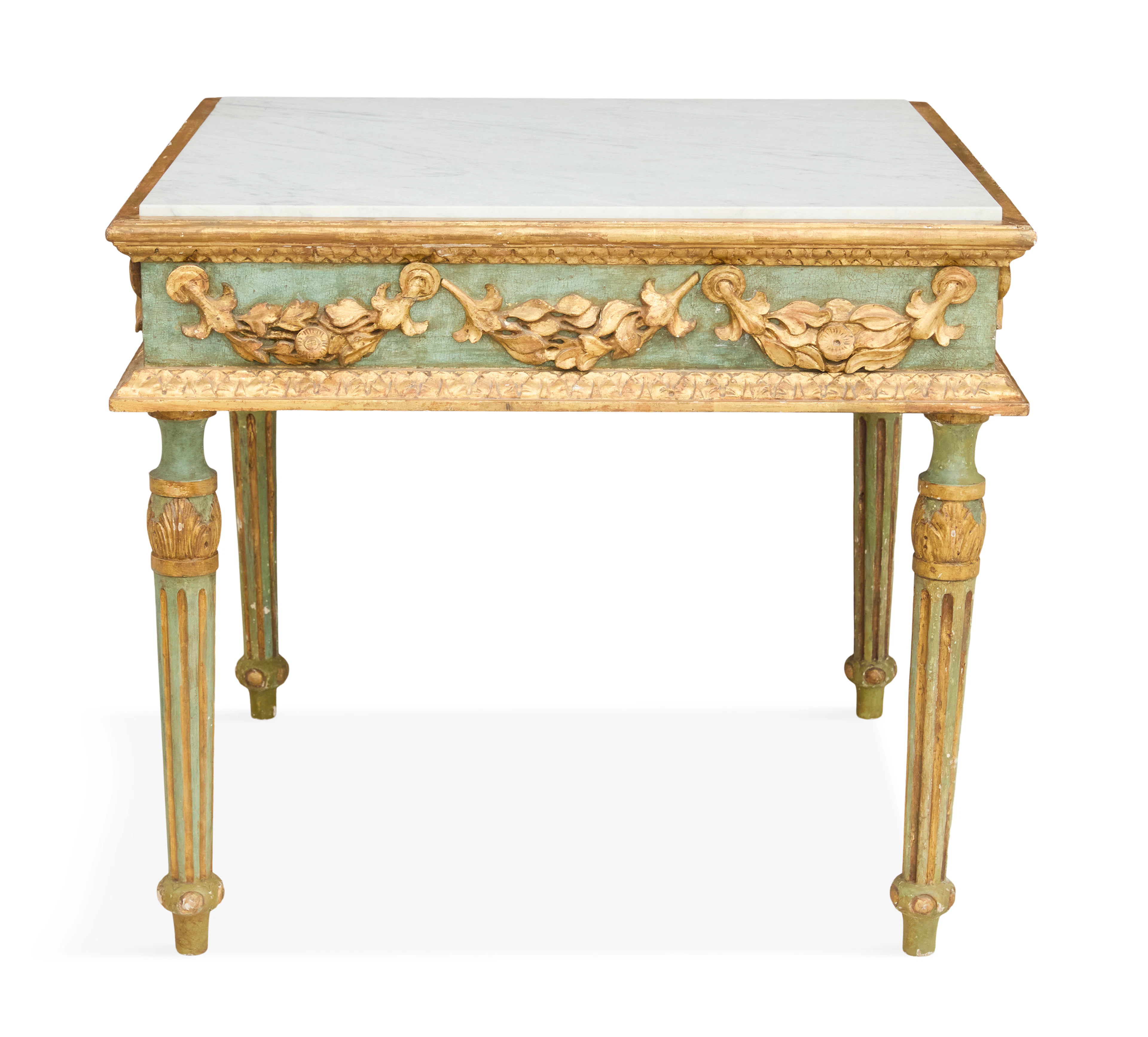 Italian Polychrome, Parcel-Gilt and Marble-Top Center Table