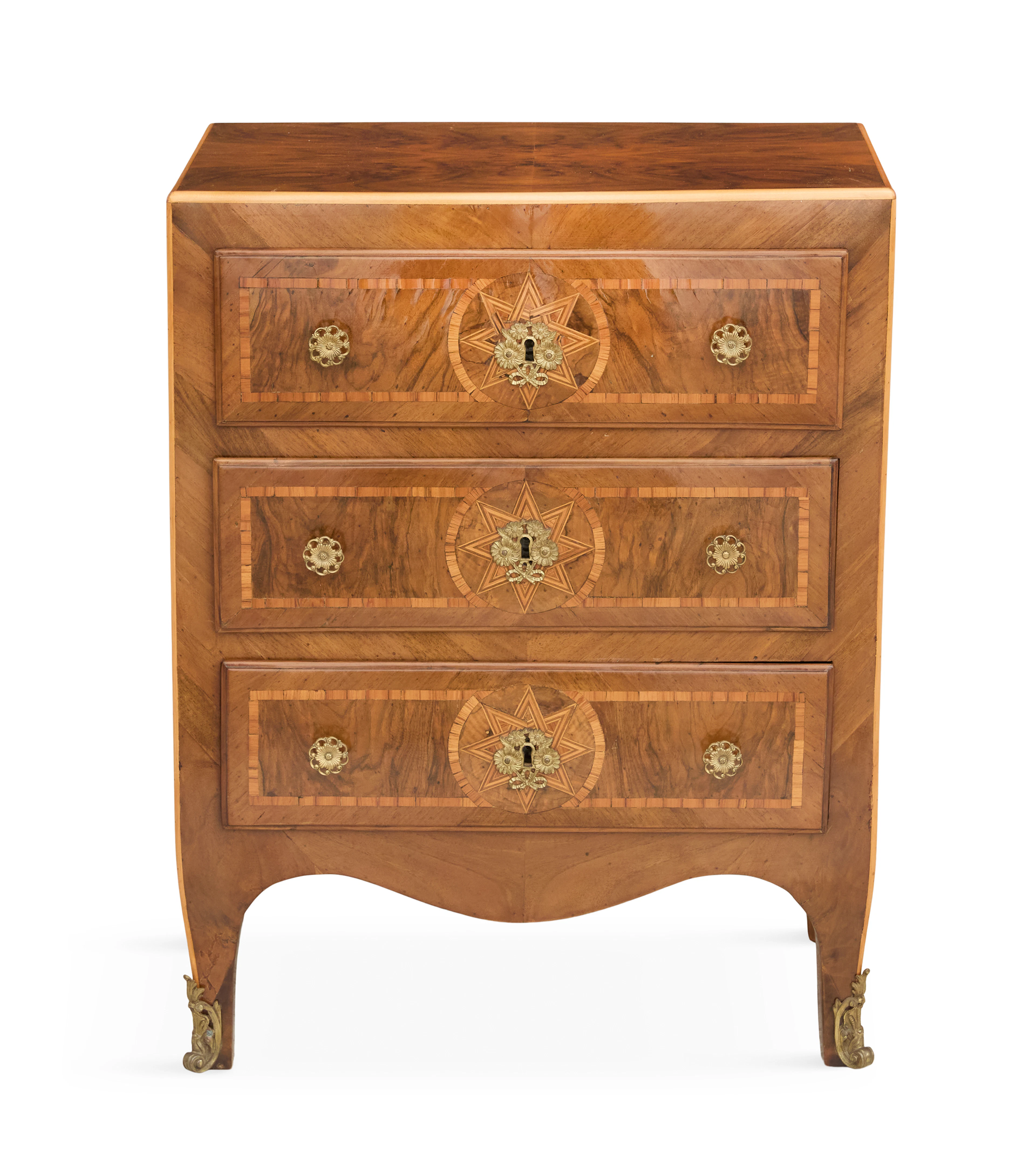 Italian Neoclassical Inlaid Olivewood Chest of Drawers