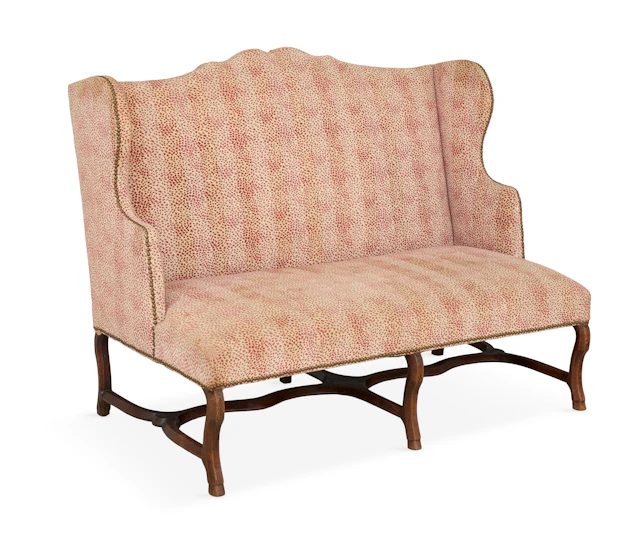 French Provincial Walnut Wingback Settee