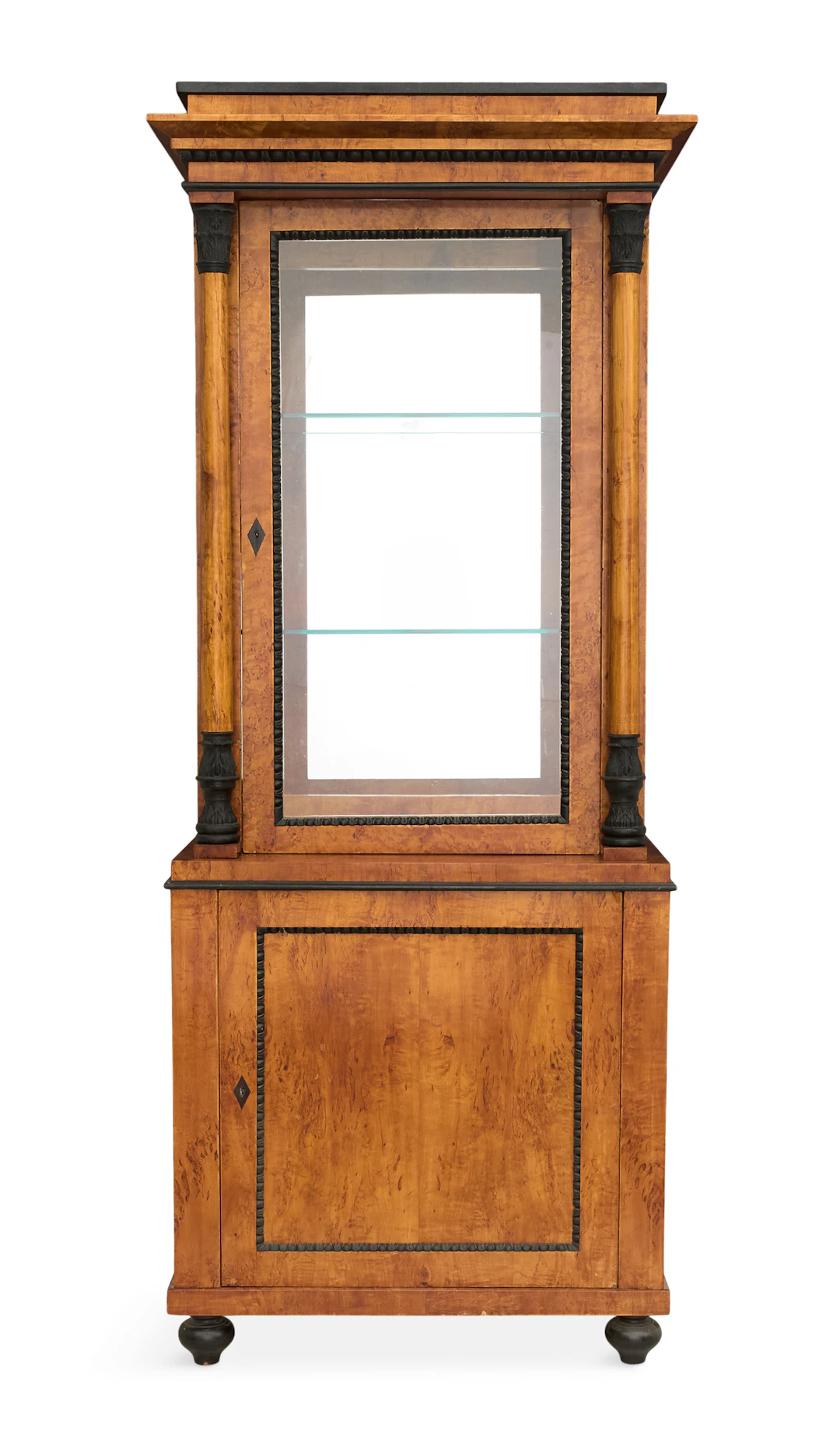 Biedermeier Burled Fruitwood Display Cabinet