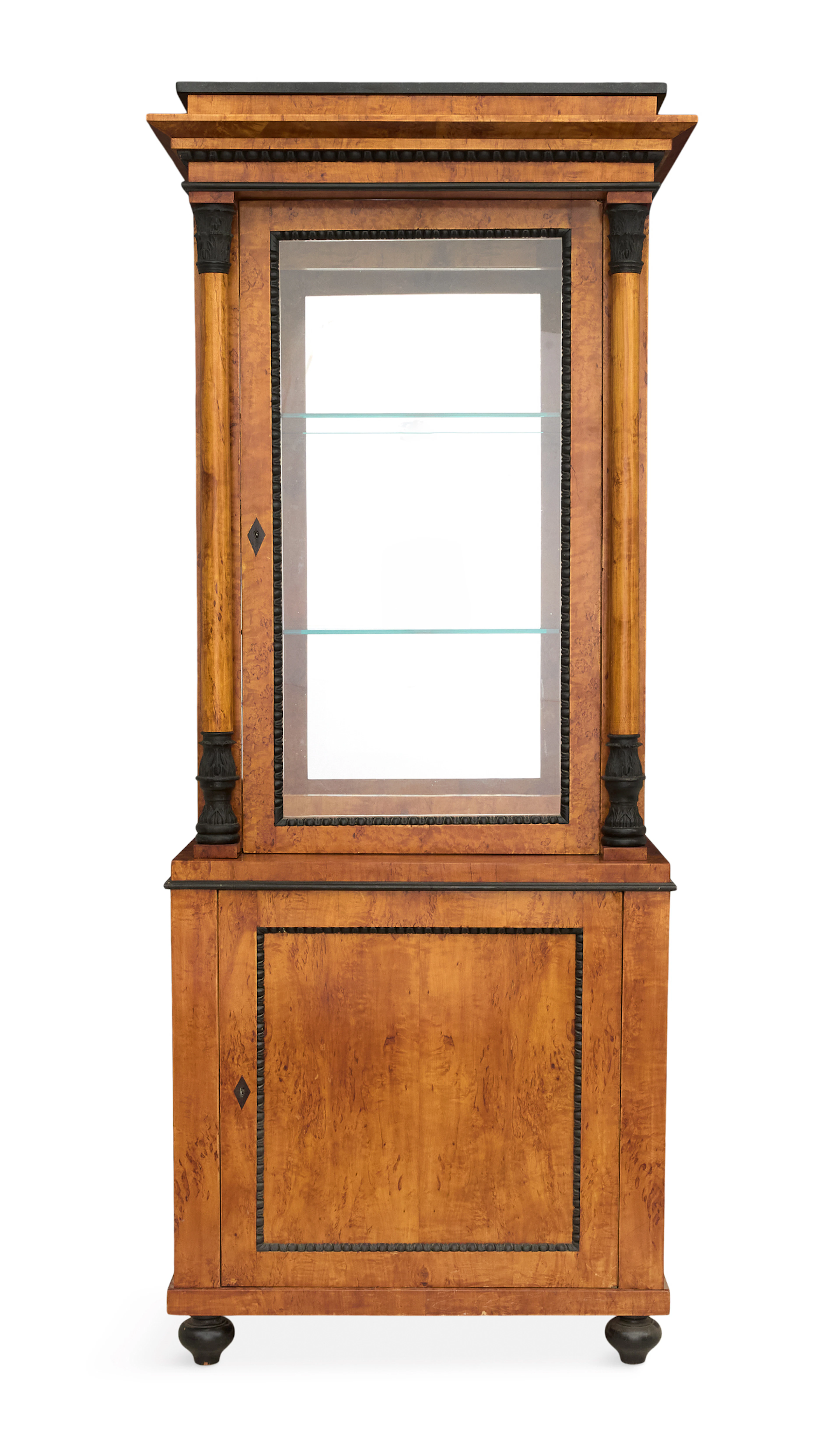 Biedermeier Burled Fruitwood Display Cabinet