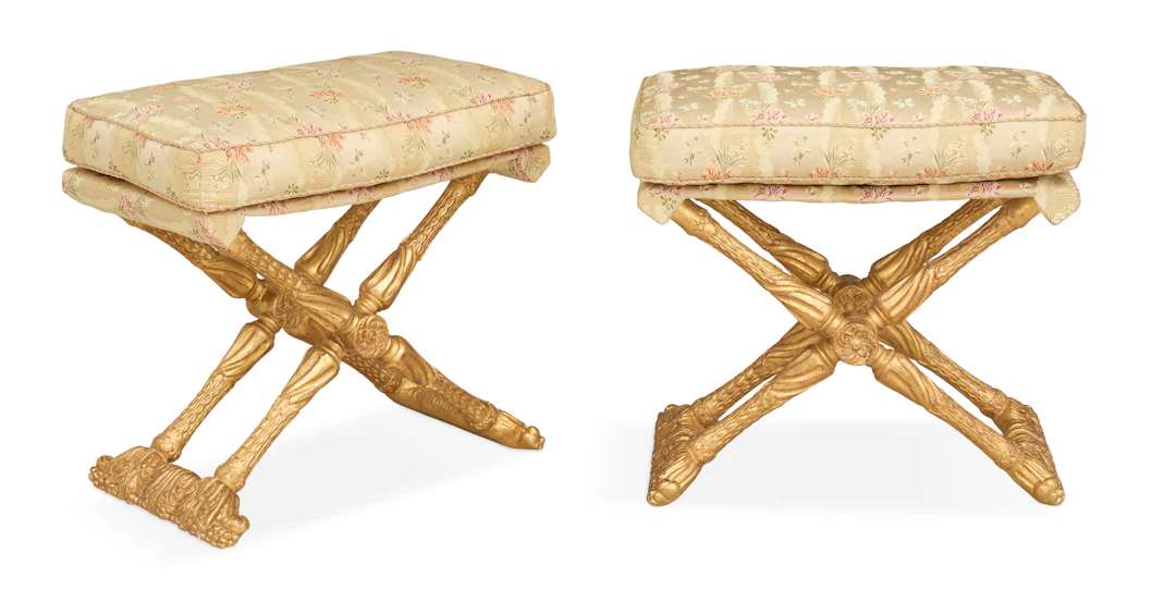 Pair of French Giltwood Folding Stools