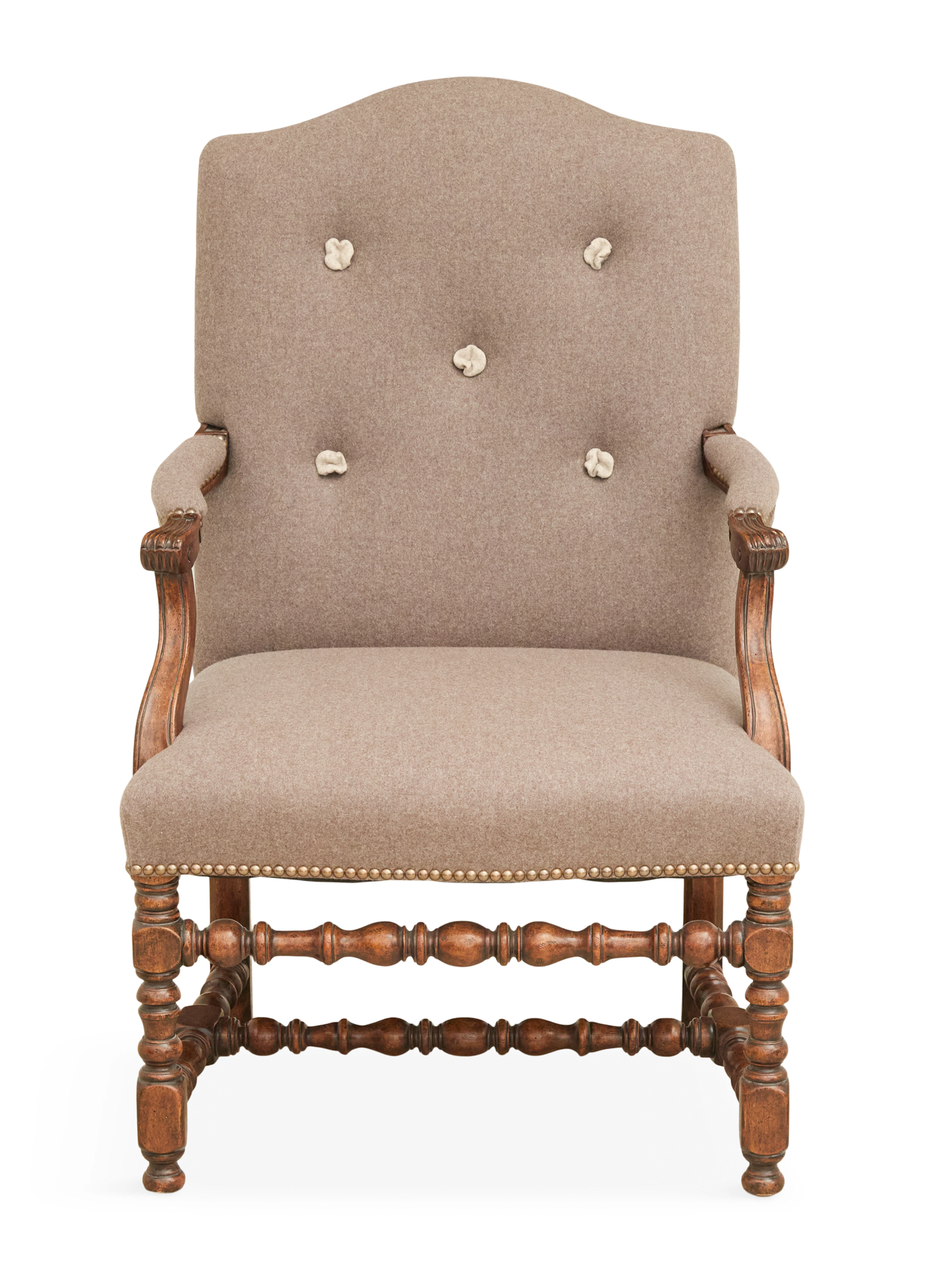 Jacobean-Style Walnut Arm Chair