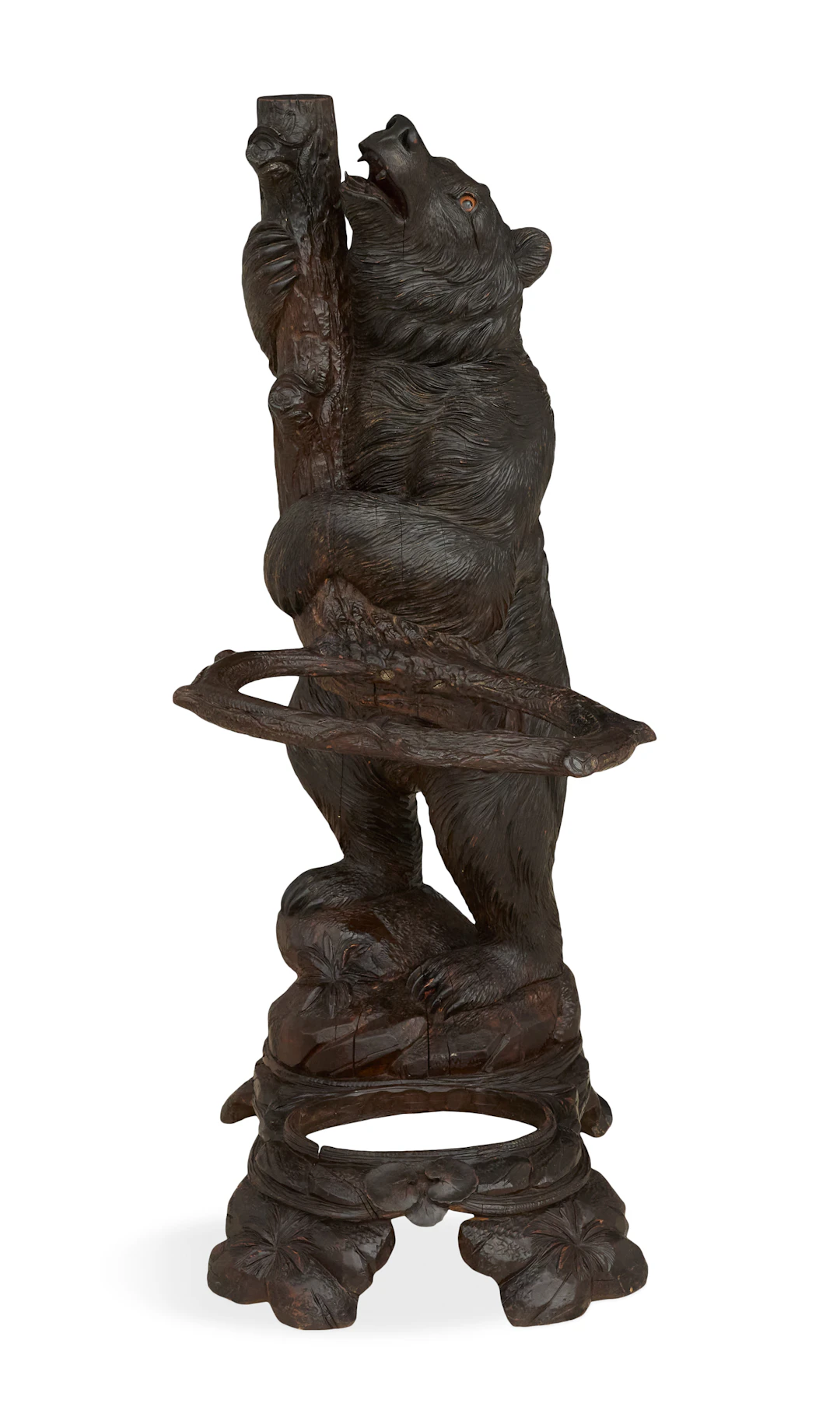 Swiss Black Forest Figural Carved Umbrella Stand