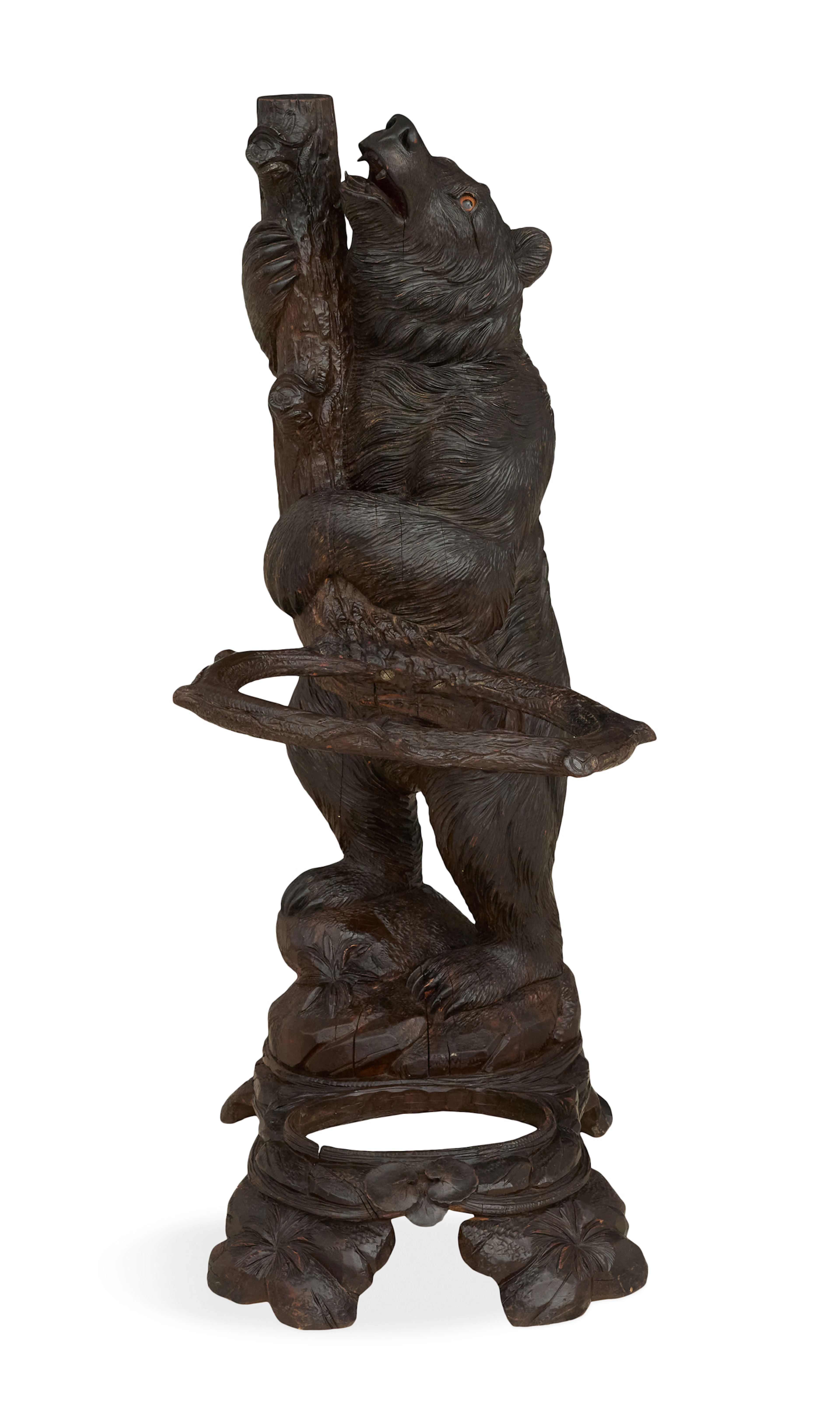 Swiss Black Forest Figural Carved Umbrella Stand