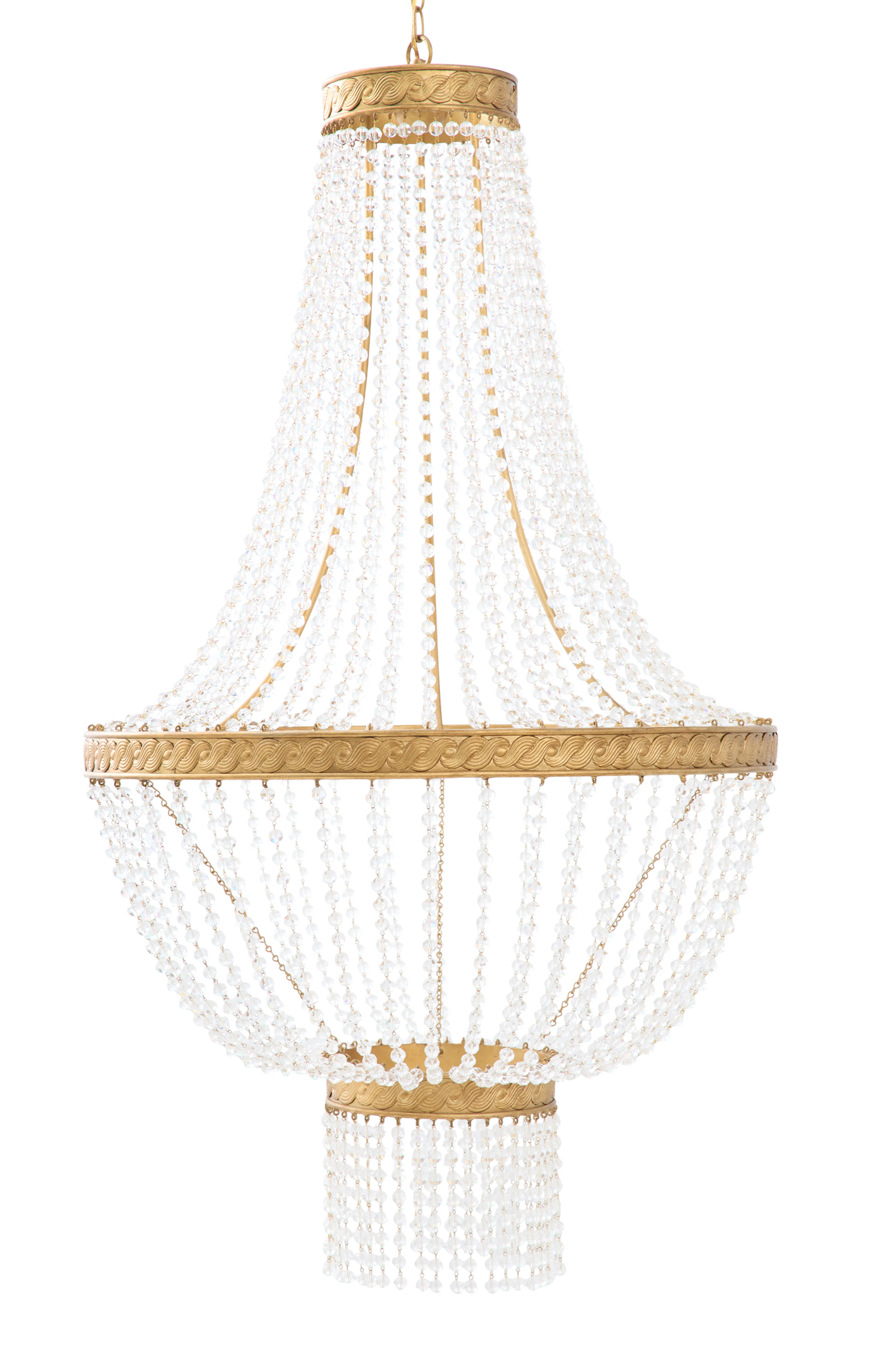 Giltwood and Crystal Basket-Form Chandelier