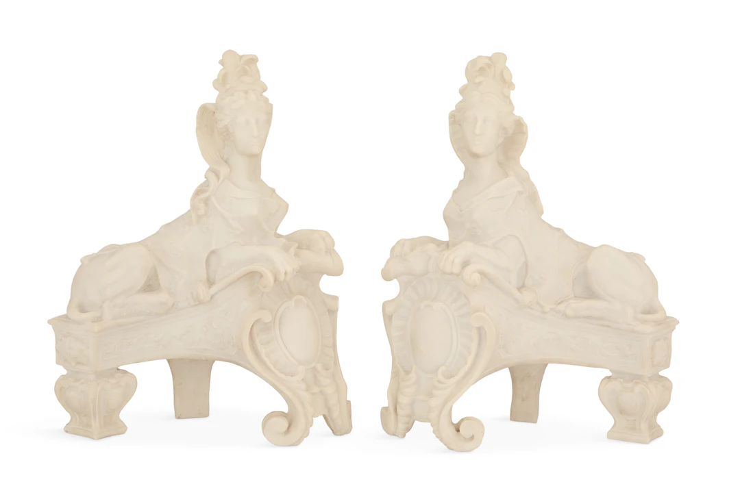 Pair of Faux Marbre Chenets