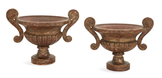 Pair of Italian Giltwood Urns