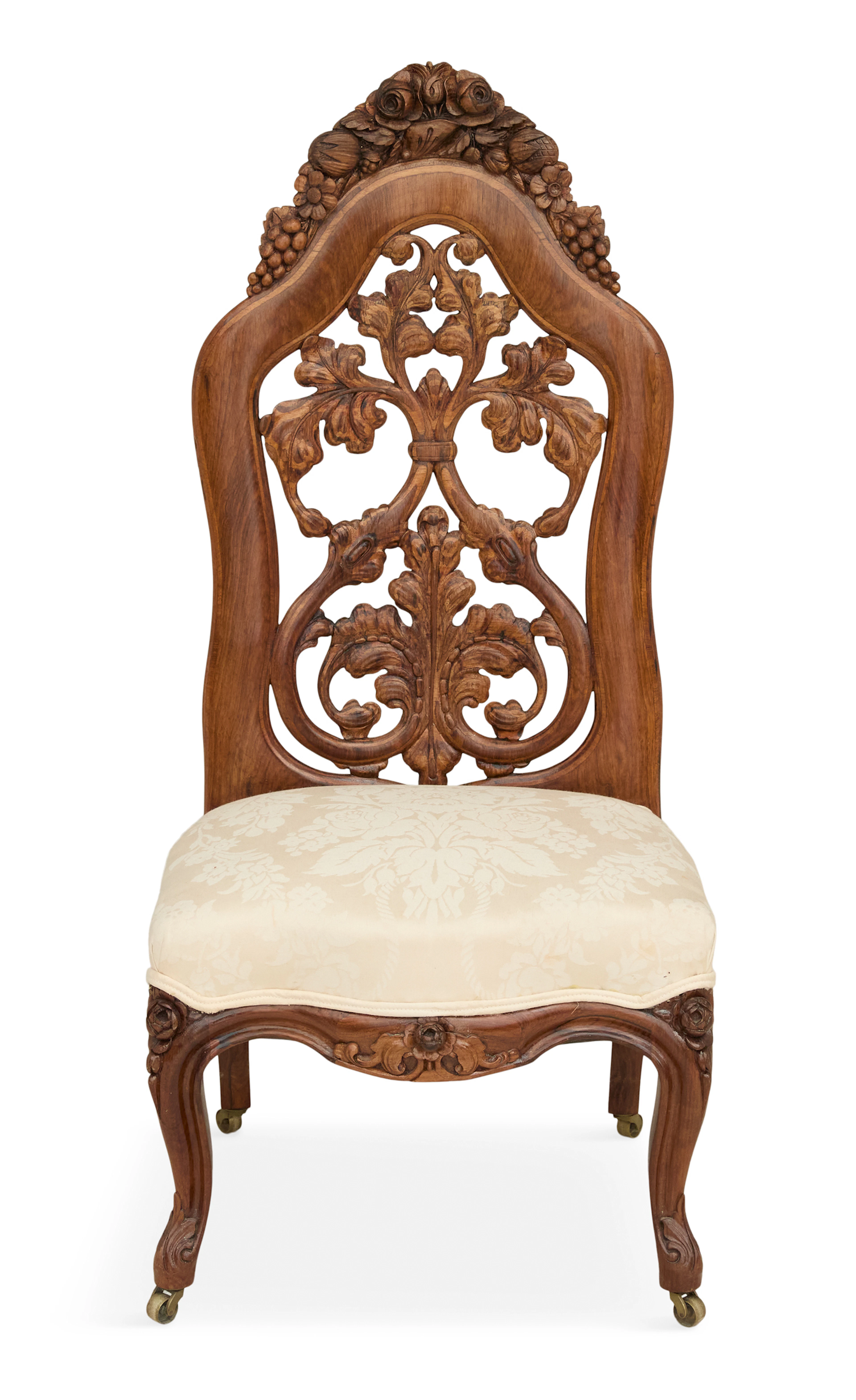 American Rococo Revival Laminated Rosewood Slipper Chair