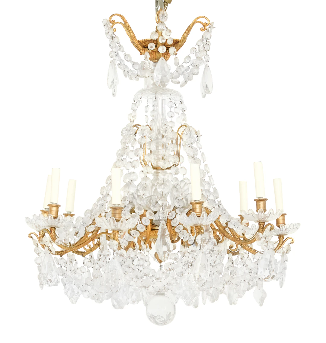 French Gilt-Bronze and Crystal Chandelier