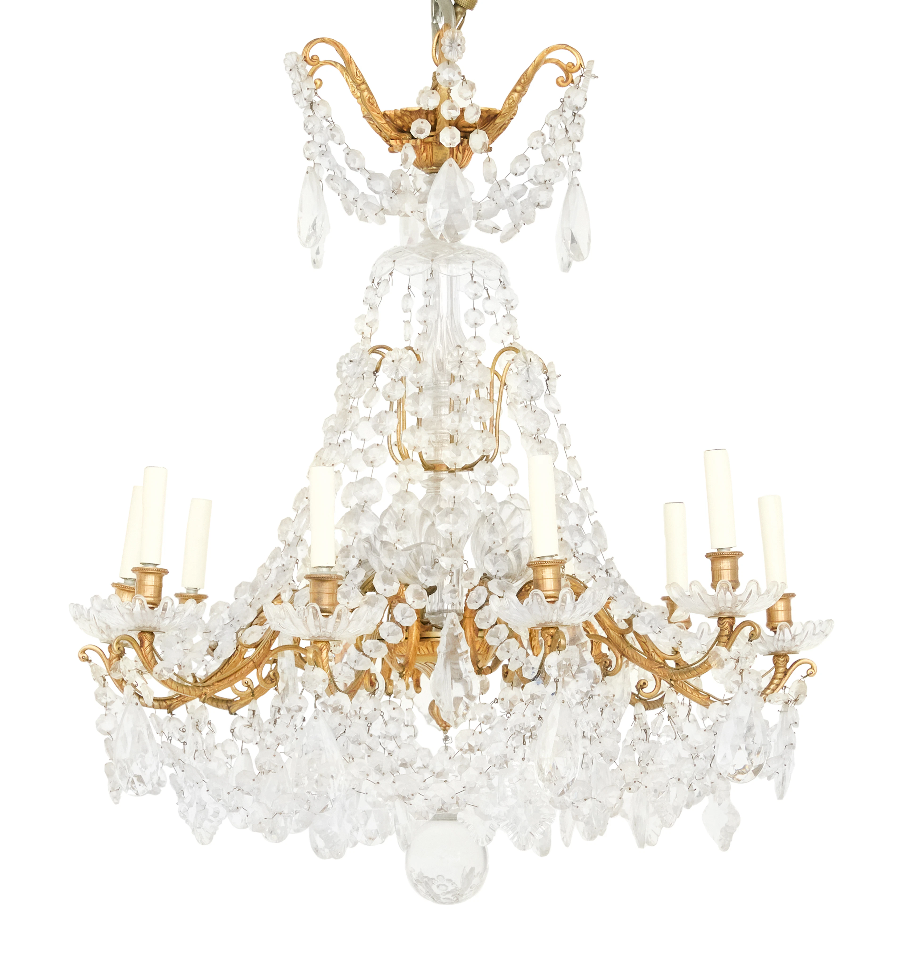 French Gilt-Bronze and Crystal Chandelier