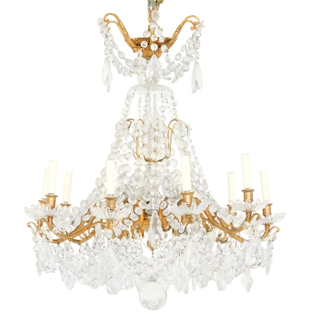 French Gilt-Bronze and Crystal Chandelier