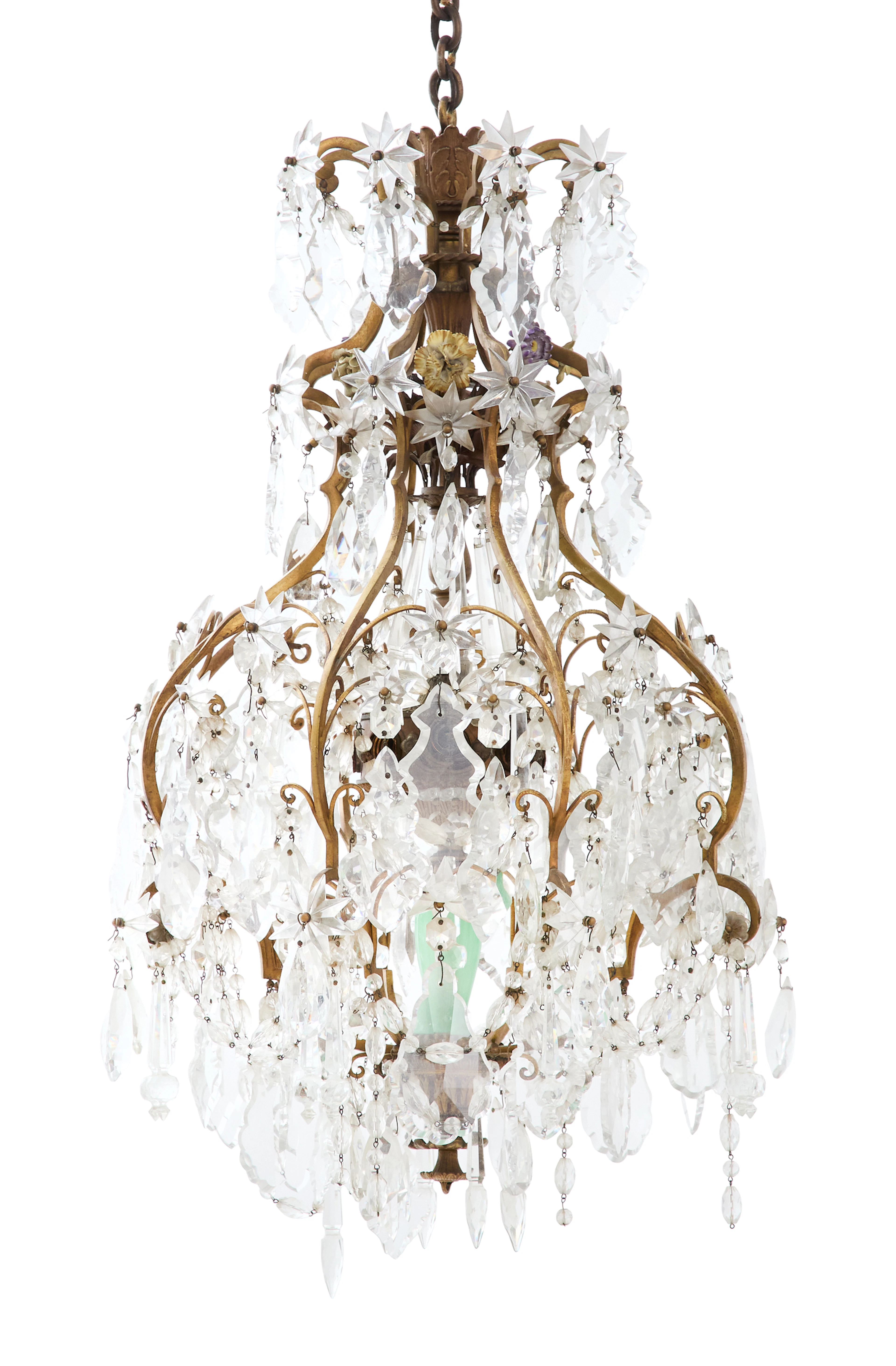 French Gilt-Bronze and Crystal Chandelier