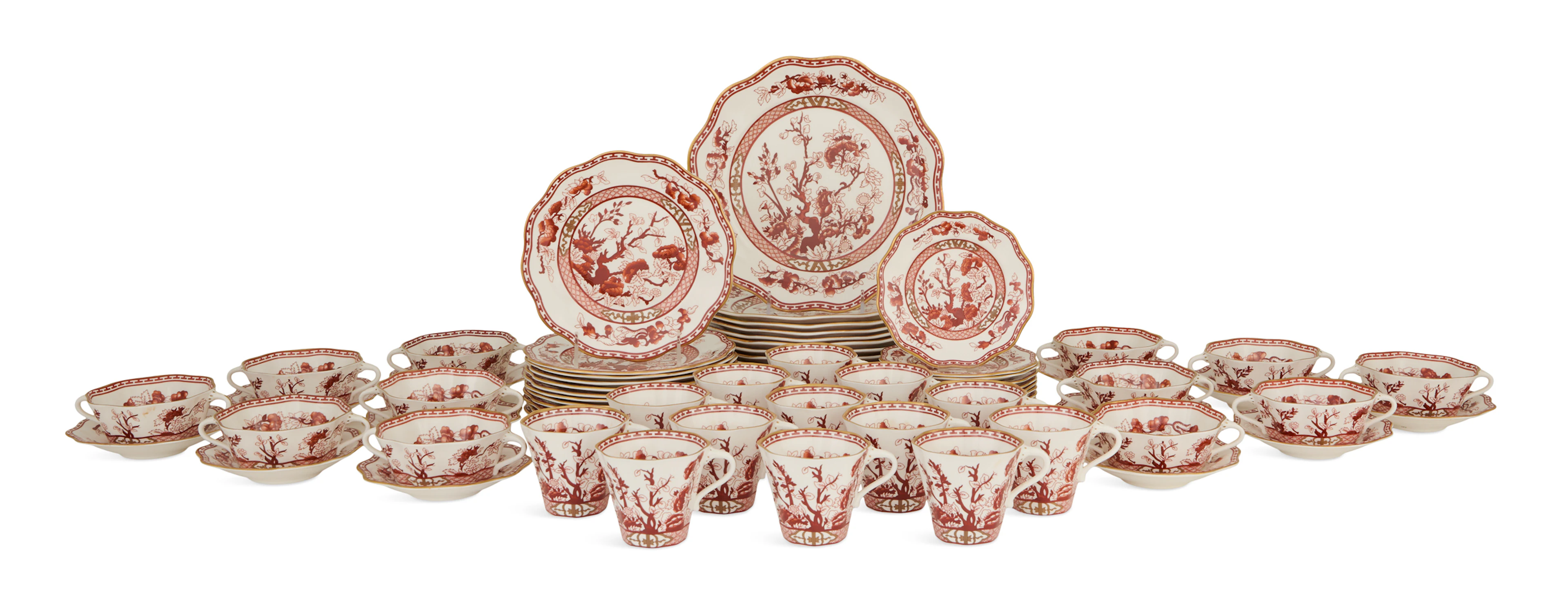Coalport "Indian Tree Coral" Scalloped Dinner Service