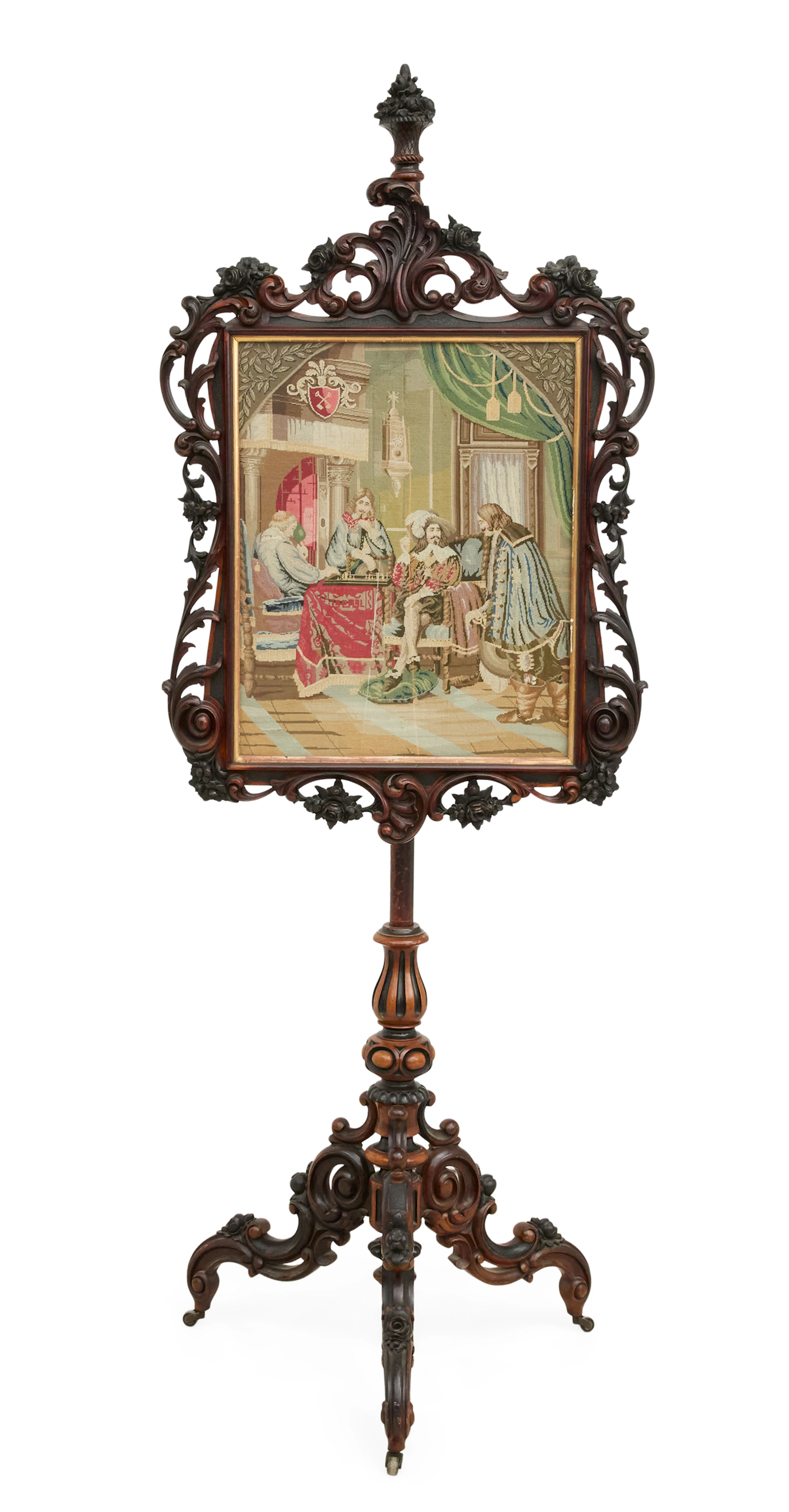 Rococo Revival Highly Carved Rosewood Firescreen