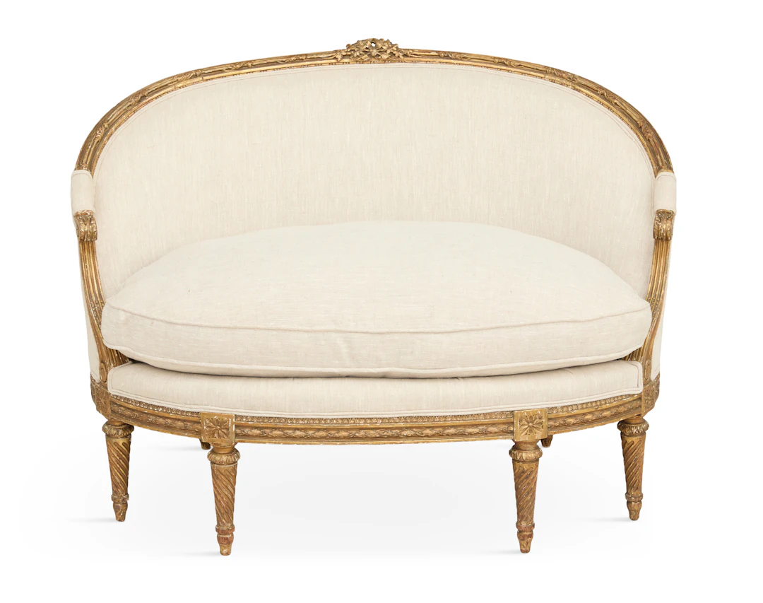 Transitional Louis XV/XVI-Style Giltwood Settee