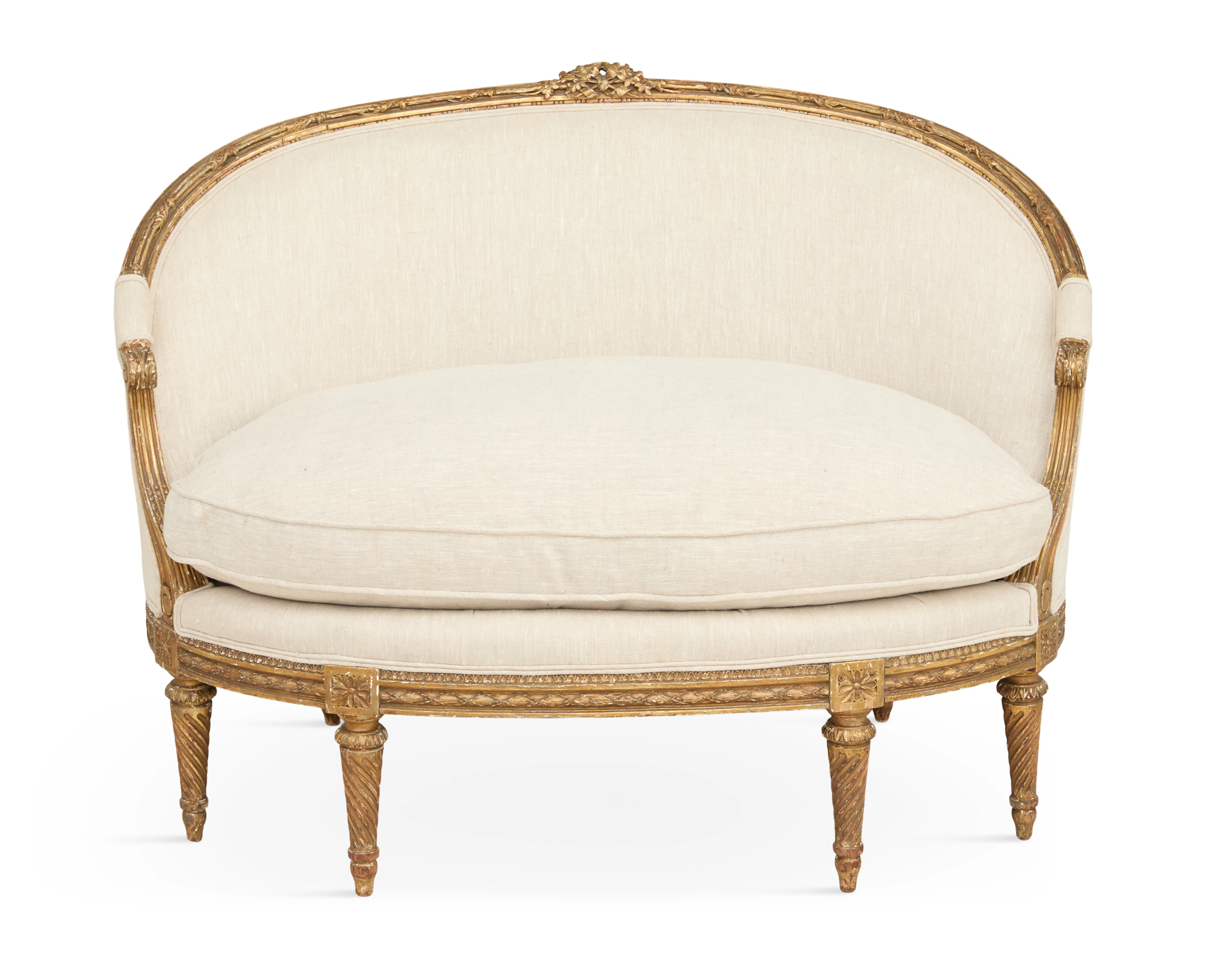 Transitional Louis XV/XVI-Style Giltwood Settee