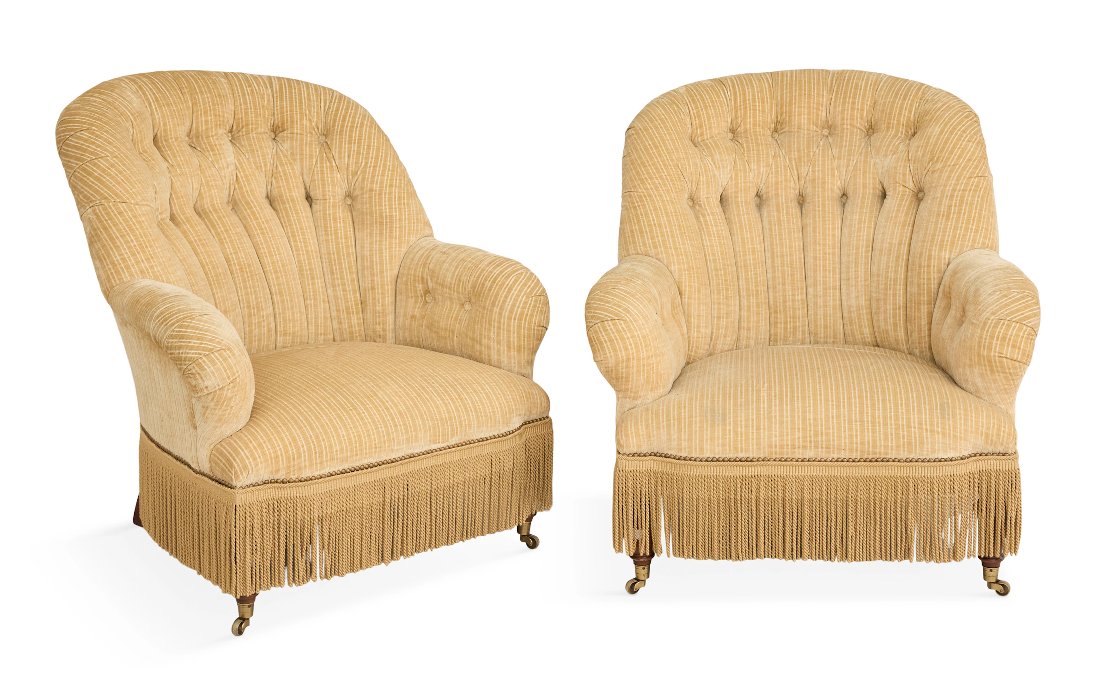Pair of William IV Mahogany Overstuffed Club Chairs